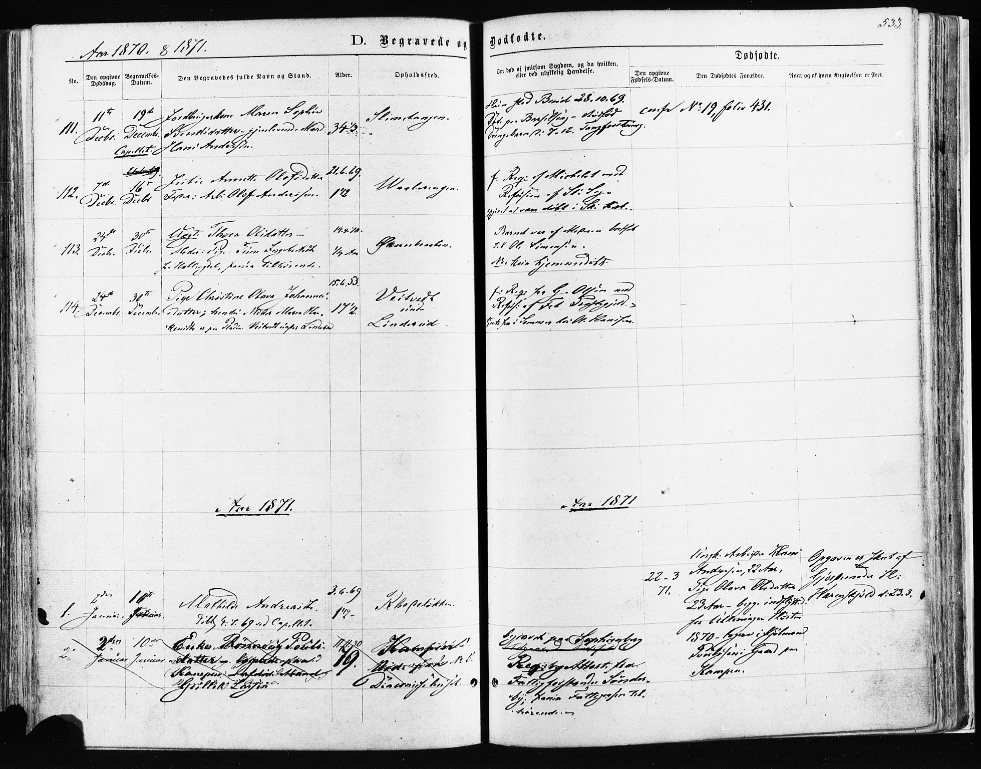 Østre Aker prestekontor Kirkebøker, SAO/A-10840/F/Fa/L0003: Parish register (official) no. I 3, 1869-1875, p. 533