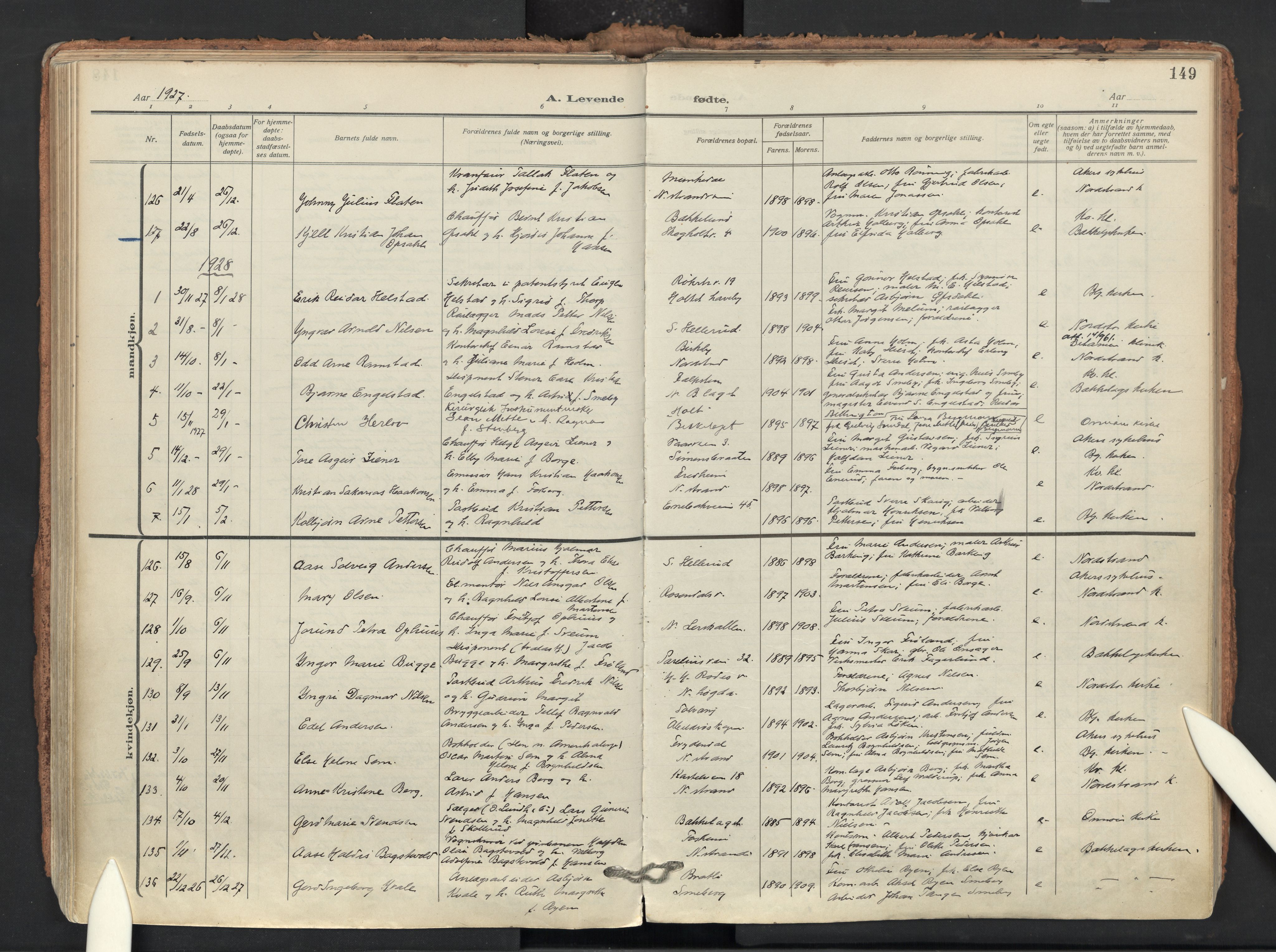 Nordstrand prestekontor Kirkebøker, SAO/A-10362a/F/Fa/L0002: Parish register (official) no. I 2, 1914-1929, p. 149
