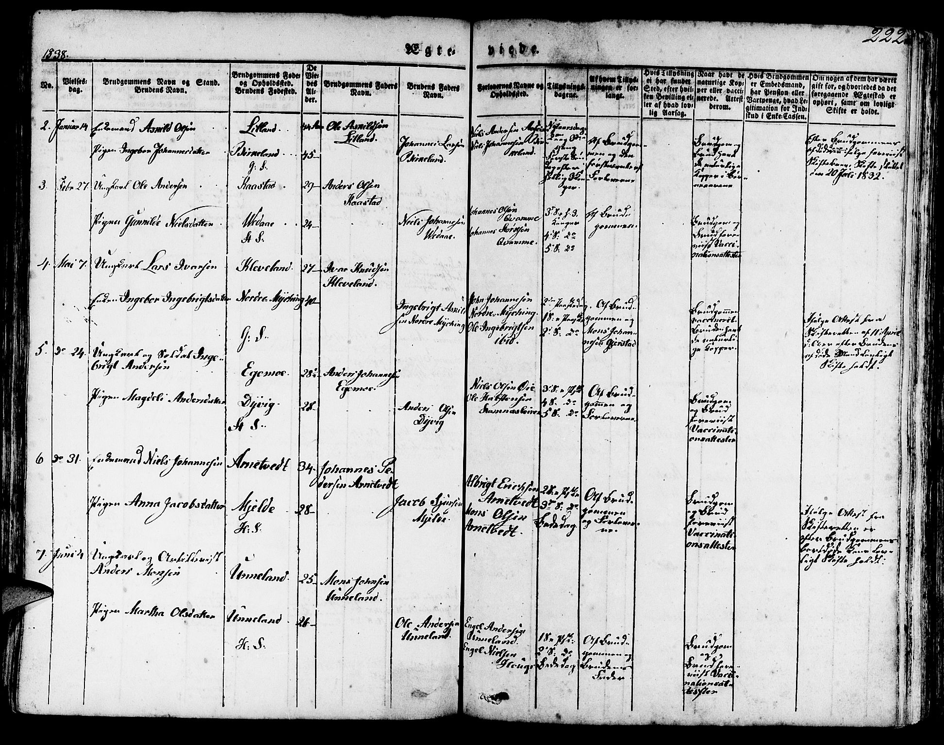 Haus sokneprestembete, AV/SAB-A-75601/H/Haa: Parish register (official) no. A 14, 1827-1838, p. 222