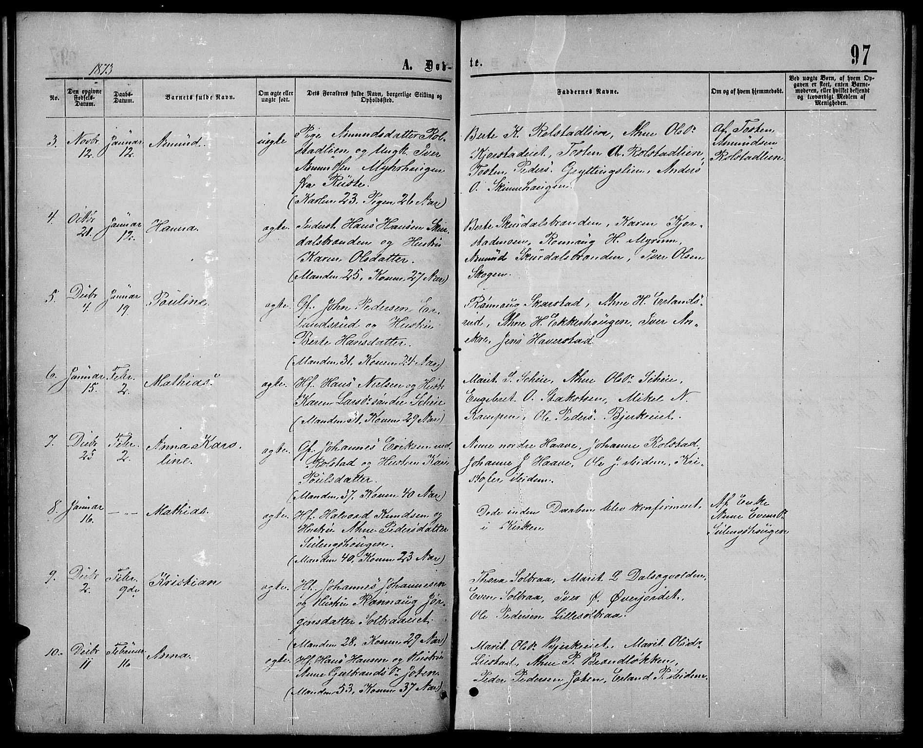 Sør-Fron prestekontor, AV/SAH-PREST-010/H/Ha/Hab/L0002: Parish register (copy) no. 2, 1864-1883, p. 97