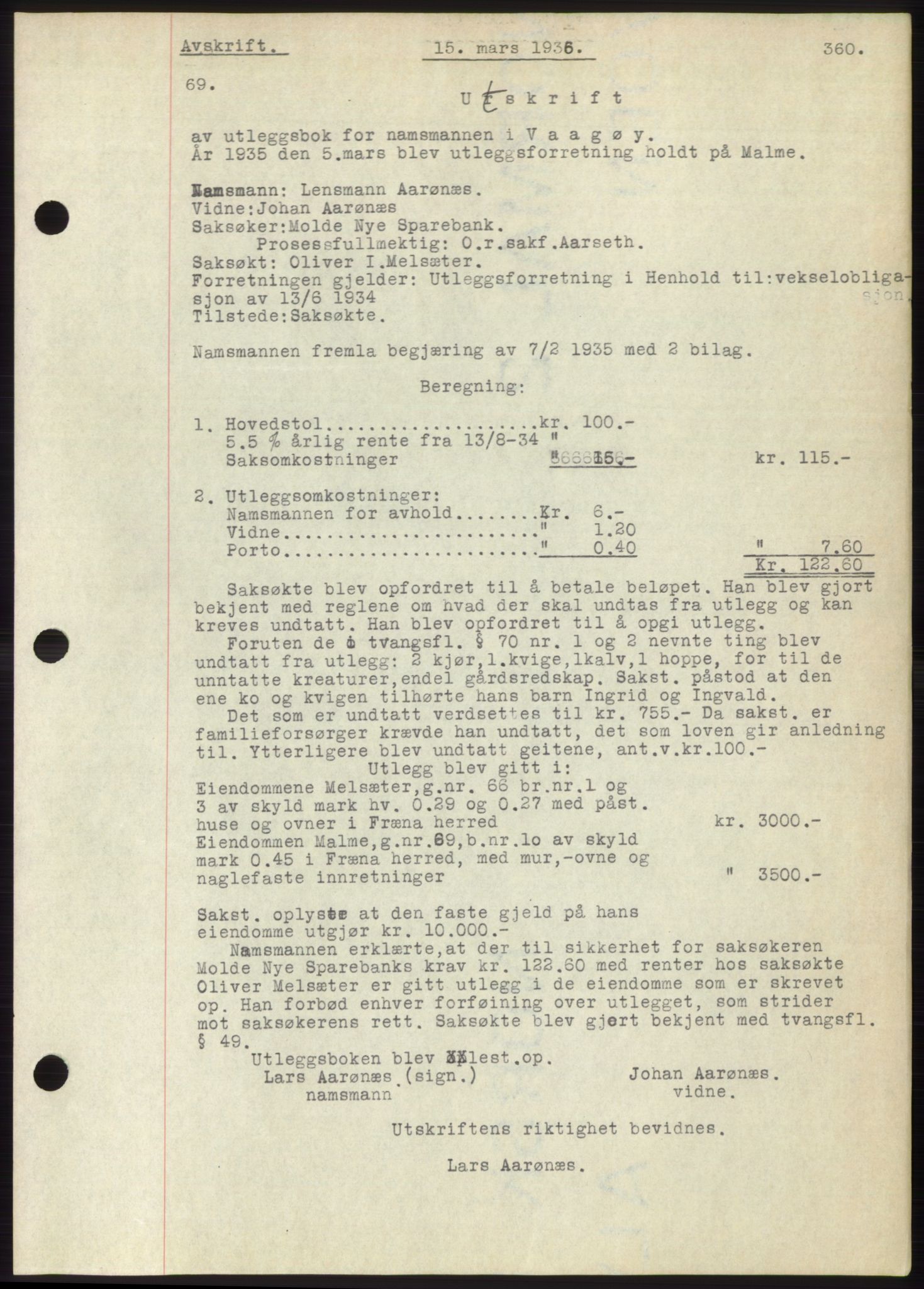 Romsdal sorenskriveri, AV/SAT-A-4149/1/2/2C/L0066: Mortgage book no. 60, 1934-1935, Deed date: 15.03.1935