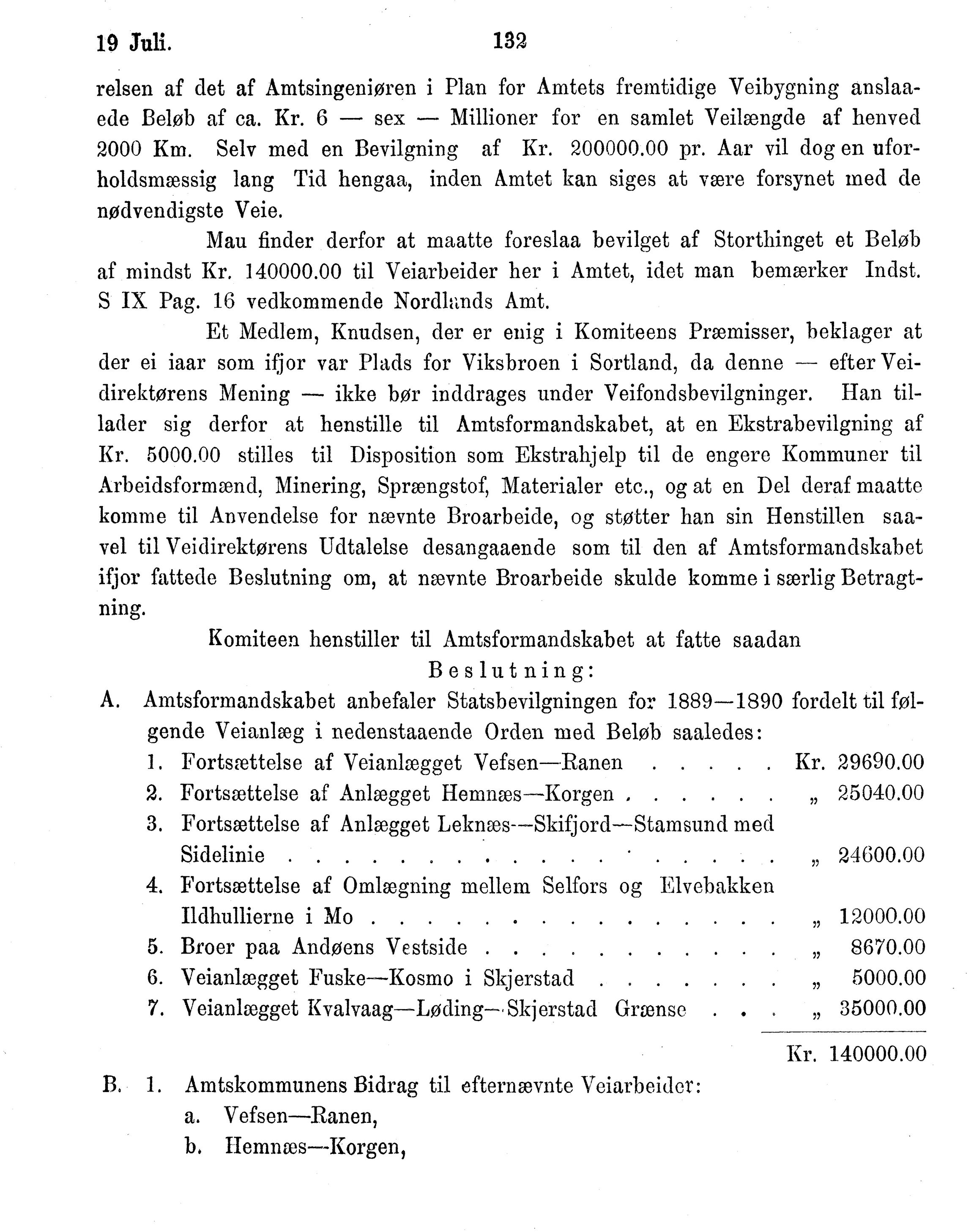 Nordland Fylkeskommune. Fylkestinget, AIN/NFK-17/176/A/Ac/L0015: Fylkestingsforhandlinger 1886-1890, 1886-1890