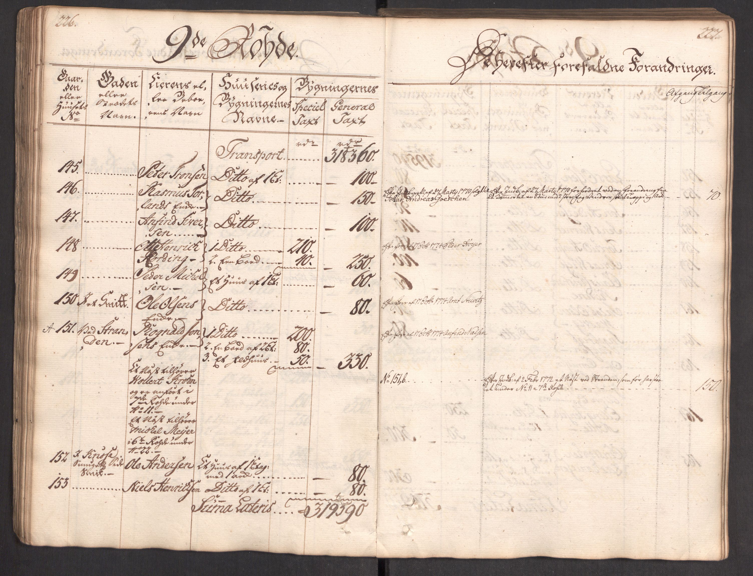 Kommersekollegiet, Brannforsikringskontoret 1767-1814, AV/RA-EA-5458/F/Fa/L0004/0002: Bergen / Branntakstprotokoll, 1767, p. 226-227