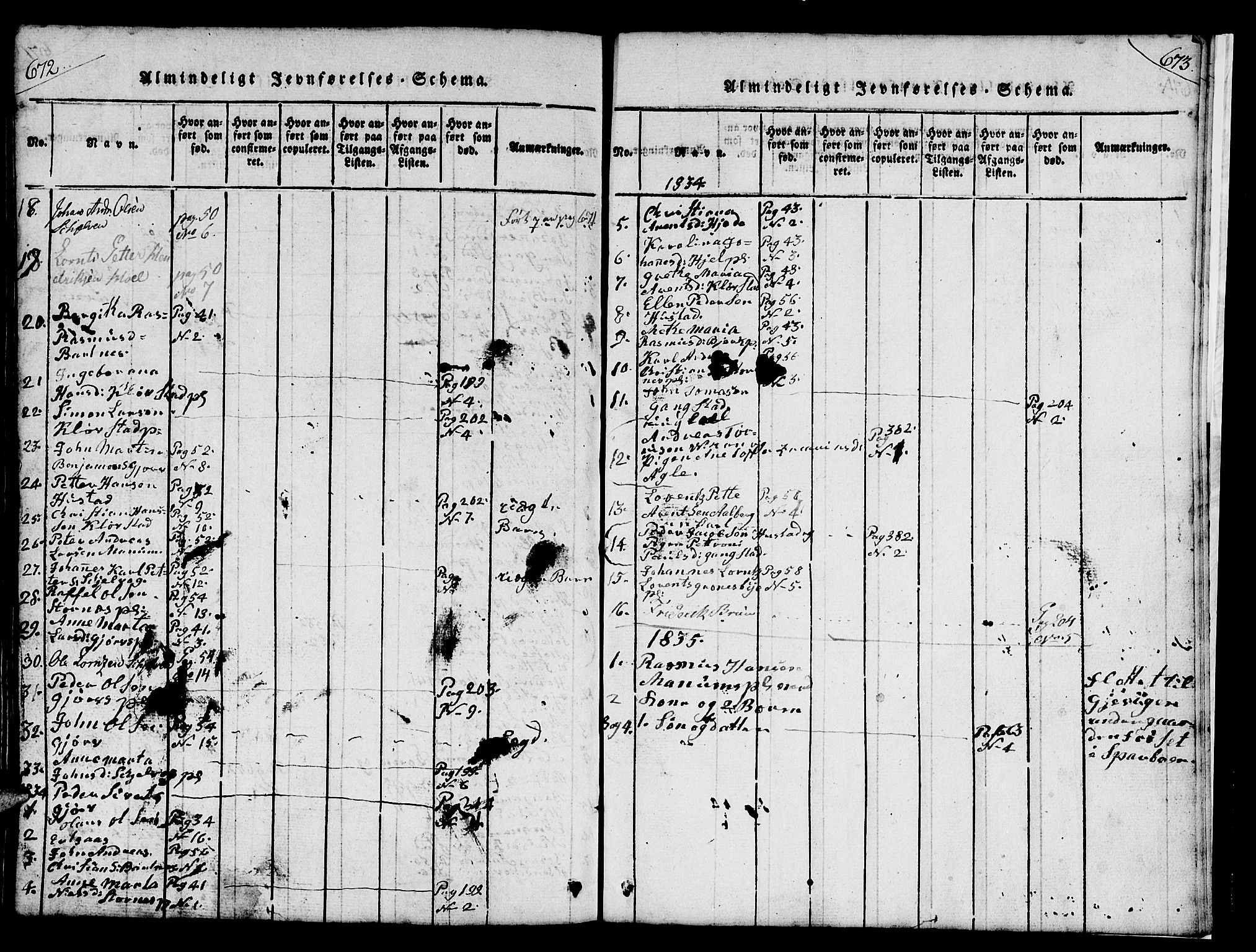 Ministerialprotokoller, klokkerbøker og fødselsregistre - Nord-Trøndelag, AV/SAT-A-1458/732/L0317: Parish register (copy) no. 732C01, 1816-1881, p. 672-673