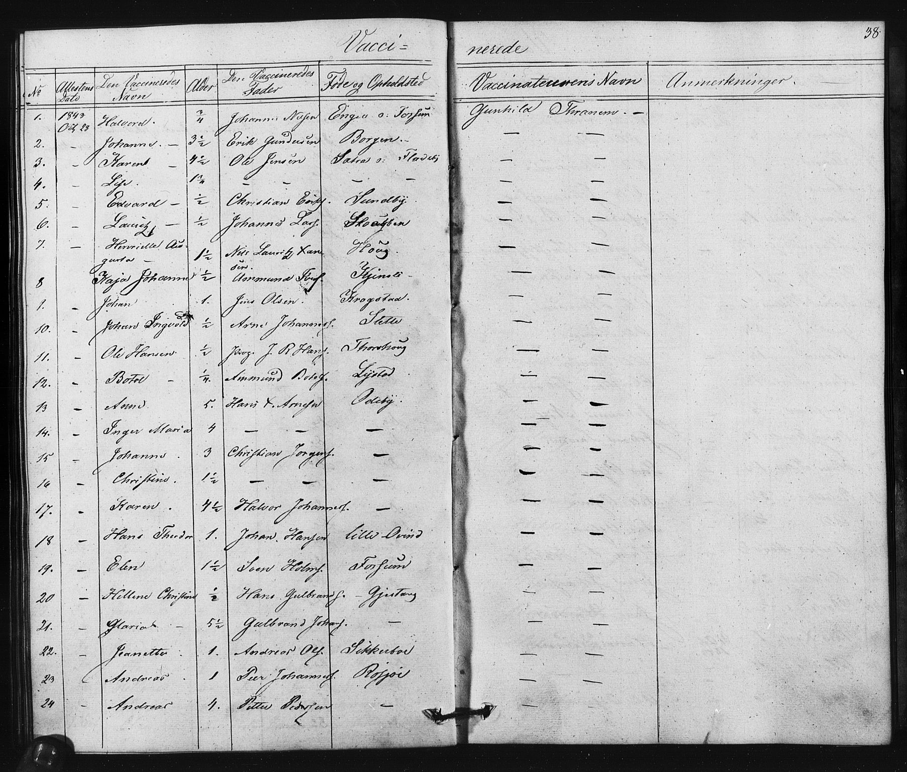 Enebakk prestekontor Kirkebøker, SAO/A-10171c/F/Fa/L0015: Parish register (official) no. I 15, 1830-1867, p. 38