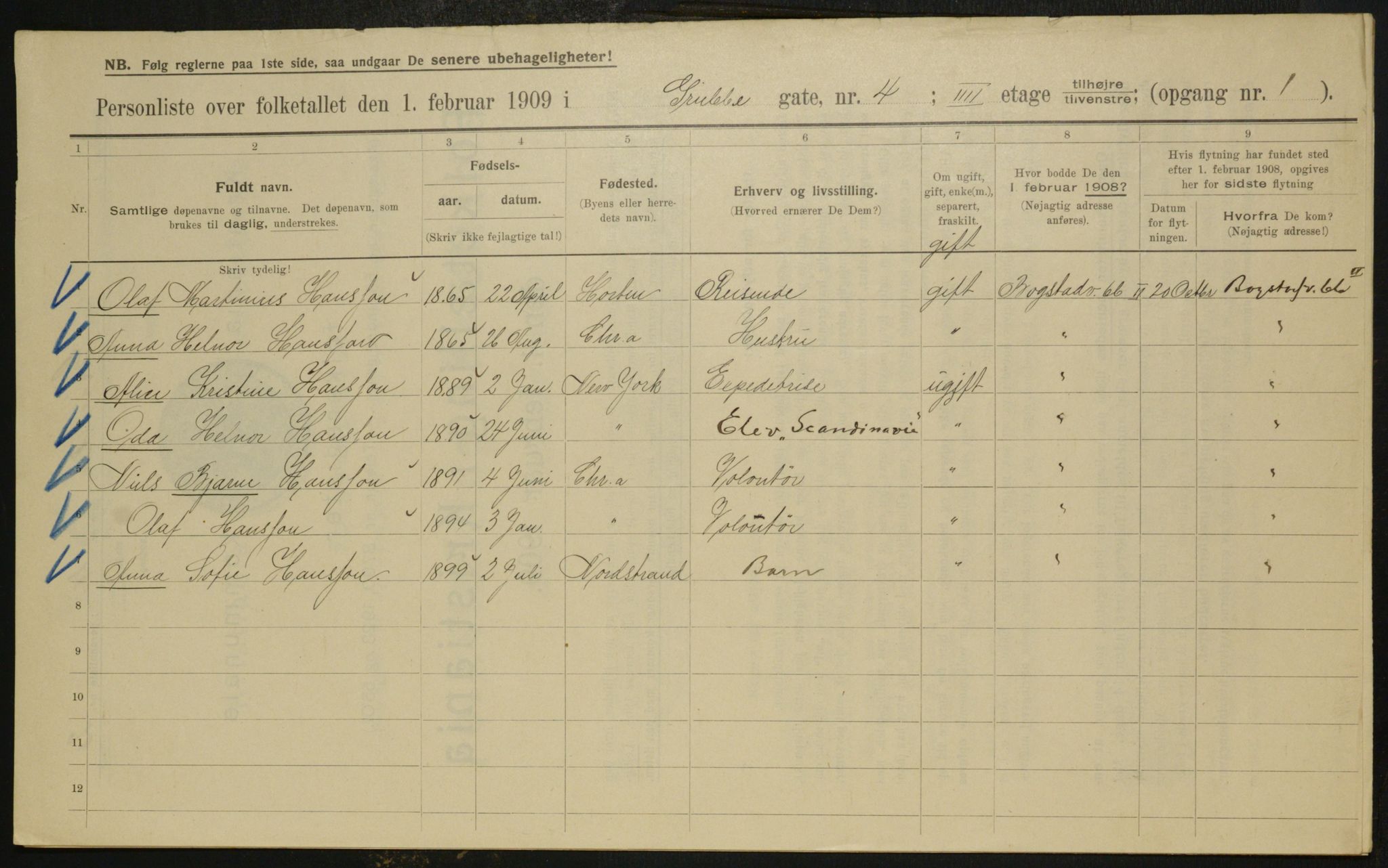 OBA, Municipal Census 1909 for Kristiania, 1909, p. 27465