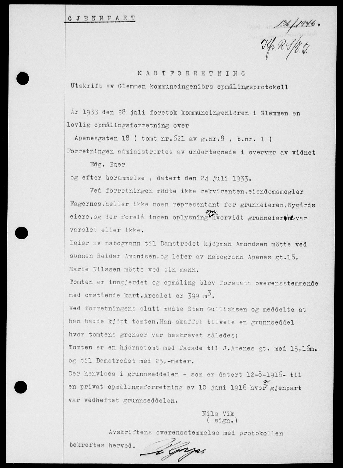 Onsøy sorenskriveri, SAO/A-10474/G/Ga/Gab/L0015: Mortgage book no. II A-15, 1945-1946, Diary no: : 136/1946