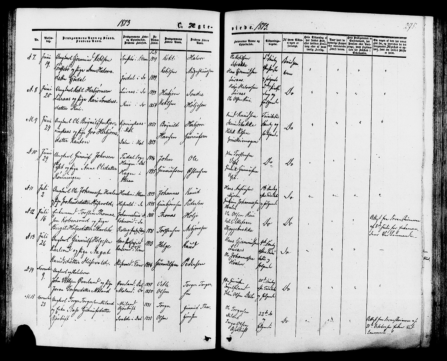Tinn kirkebøker, SAKO/A-308/F/Fa/L0006: Parish register (official) no. I 6, 1857-1878, p. 275