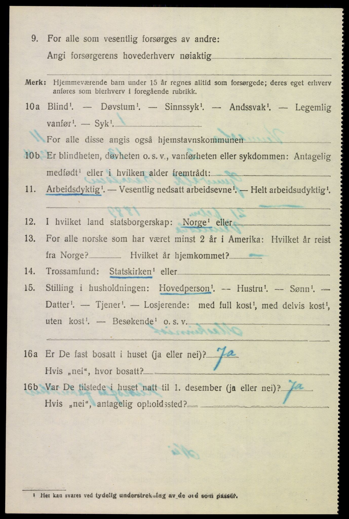 SAK, 1920 census for Vennesla, 1920, p. 7099