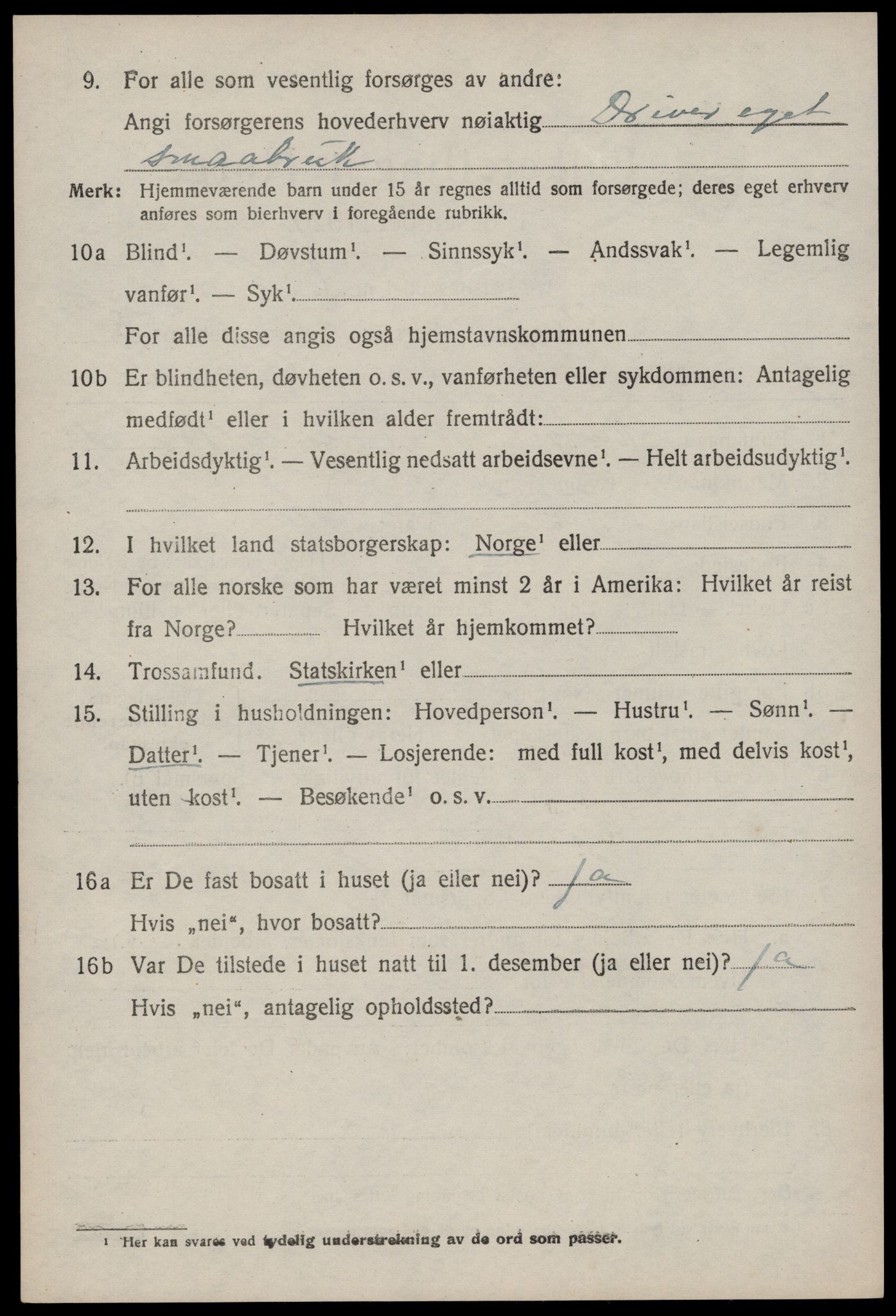 SAKO, 1920 census for Vinje, 1920, p. 2208