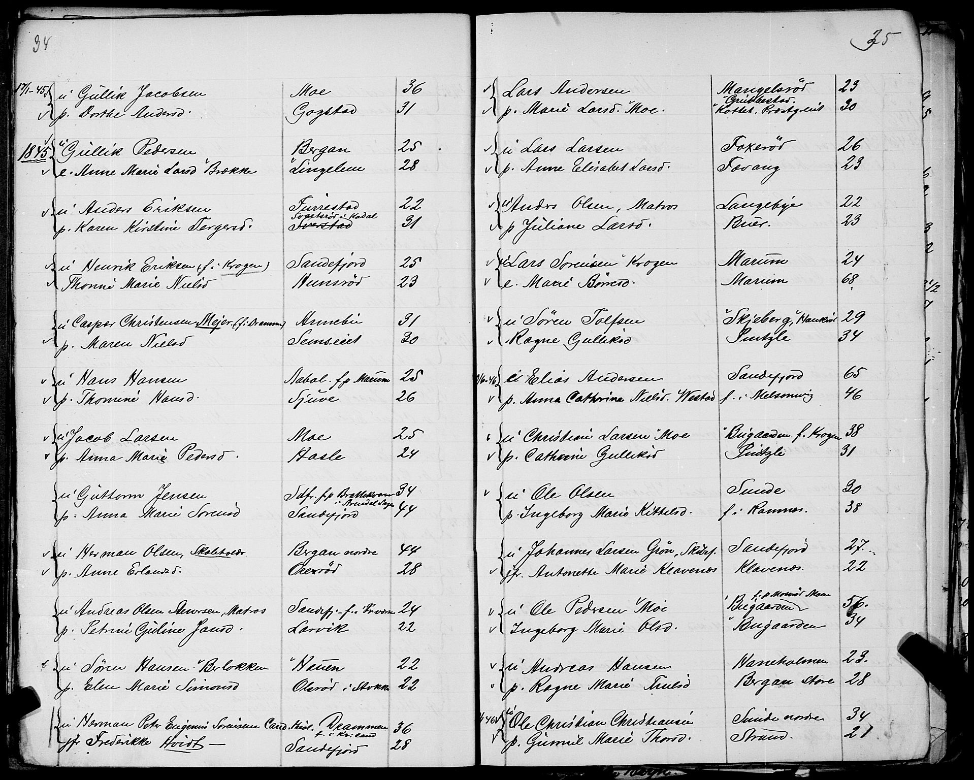 Sandar sokneprestkontor, AV/SAKO-A-242/Y/Ya/L0006: Other parish register no. 1 /1, 1709-1871, p. 34-35