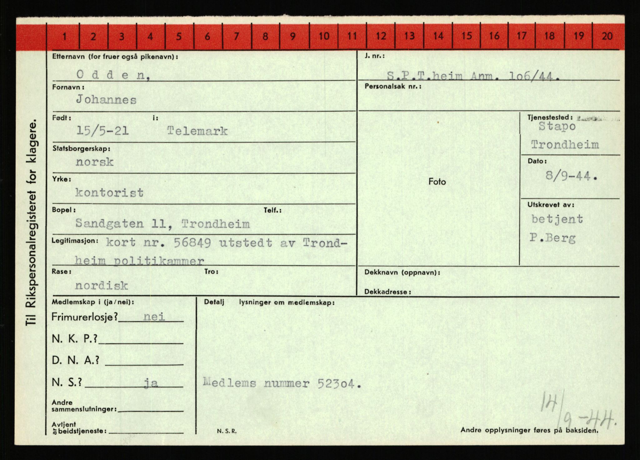 Statspolitiet - Hovedkontoret / Osloavdelingen, AV/RA-S-1329/C/Ca/L0012: Oanæs - Quistgaard	, 1943-1945, p. 40