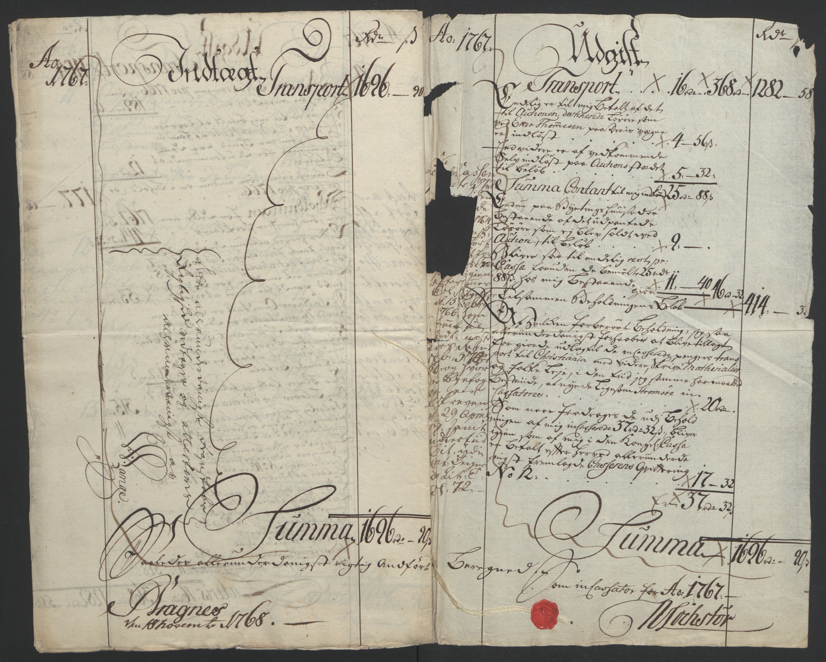 Rentekammeret inntil 1814, Reviderte regnskaper, Byregnskaper, AV/RA-EA-4066/R/Rf/L0119/0001: [F2] Kontribusjonsregnskap / Ekstraskatt, 1762-1767, p. 384