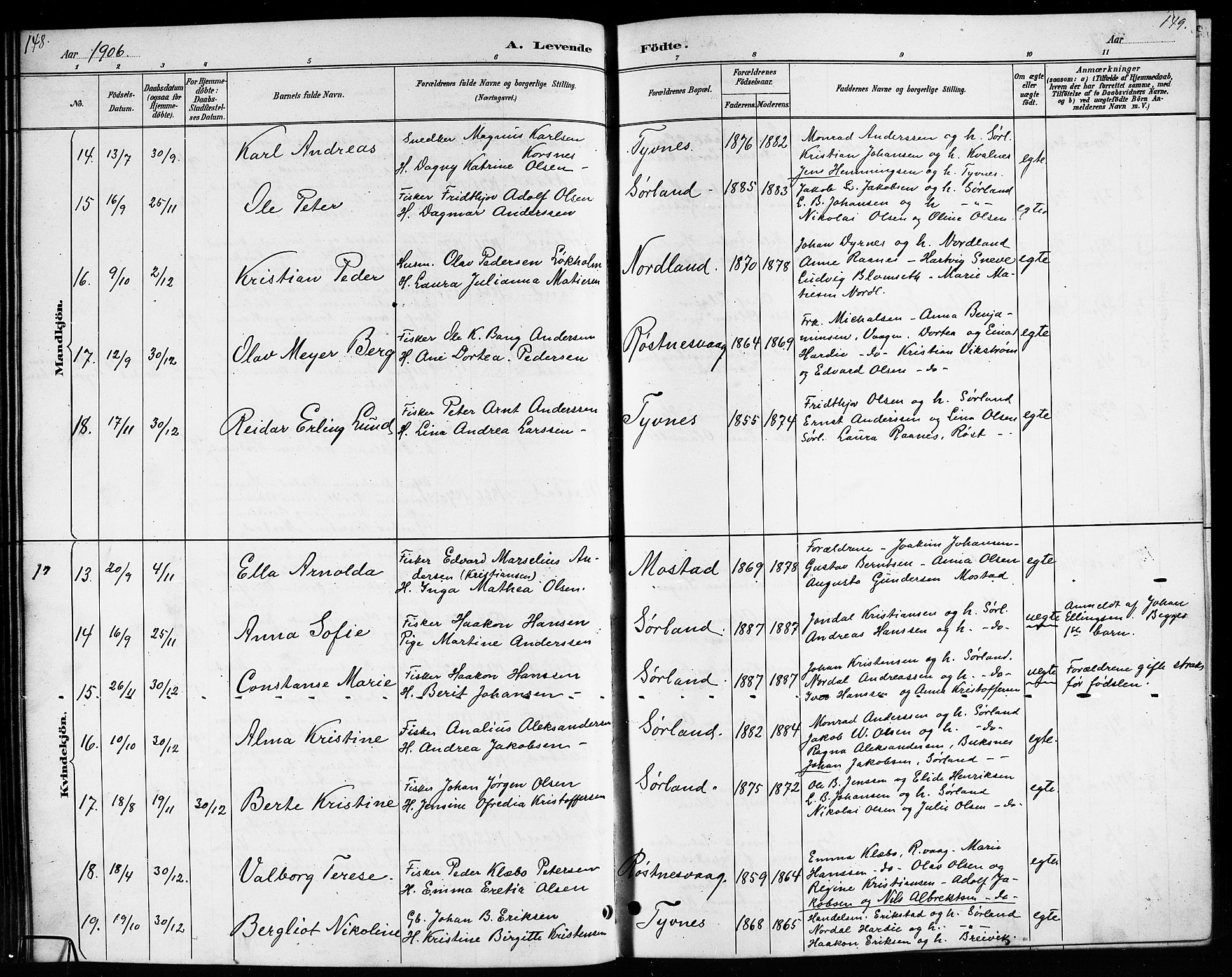 Ministerialprotokoller, klokkerbøker og fødselsregistre - Nordland, SAT/A-1459/807/L0123: Parish register (copy) no. 807C01, 1884-1910, p. 148-149