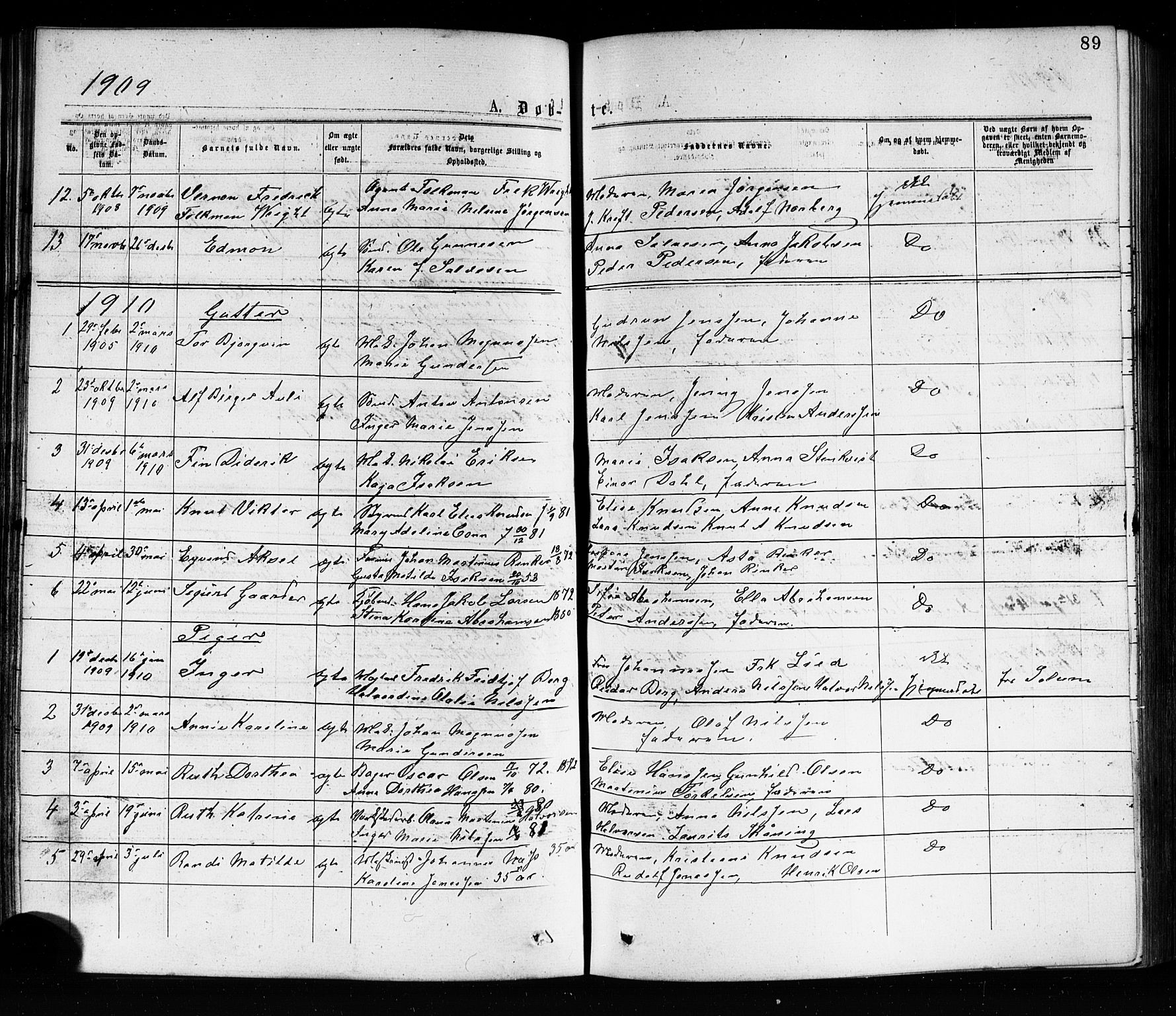 Porsgrunn kirkebøker , AV/SAKO-A-104/G/Ga/L0003: Parish register (copy) no. I 3, 1877-1915, p. 89