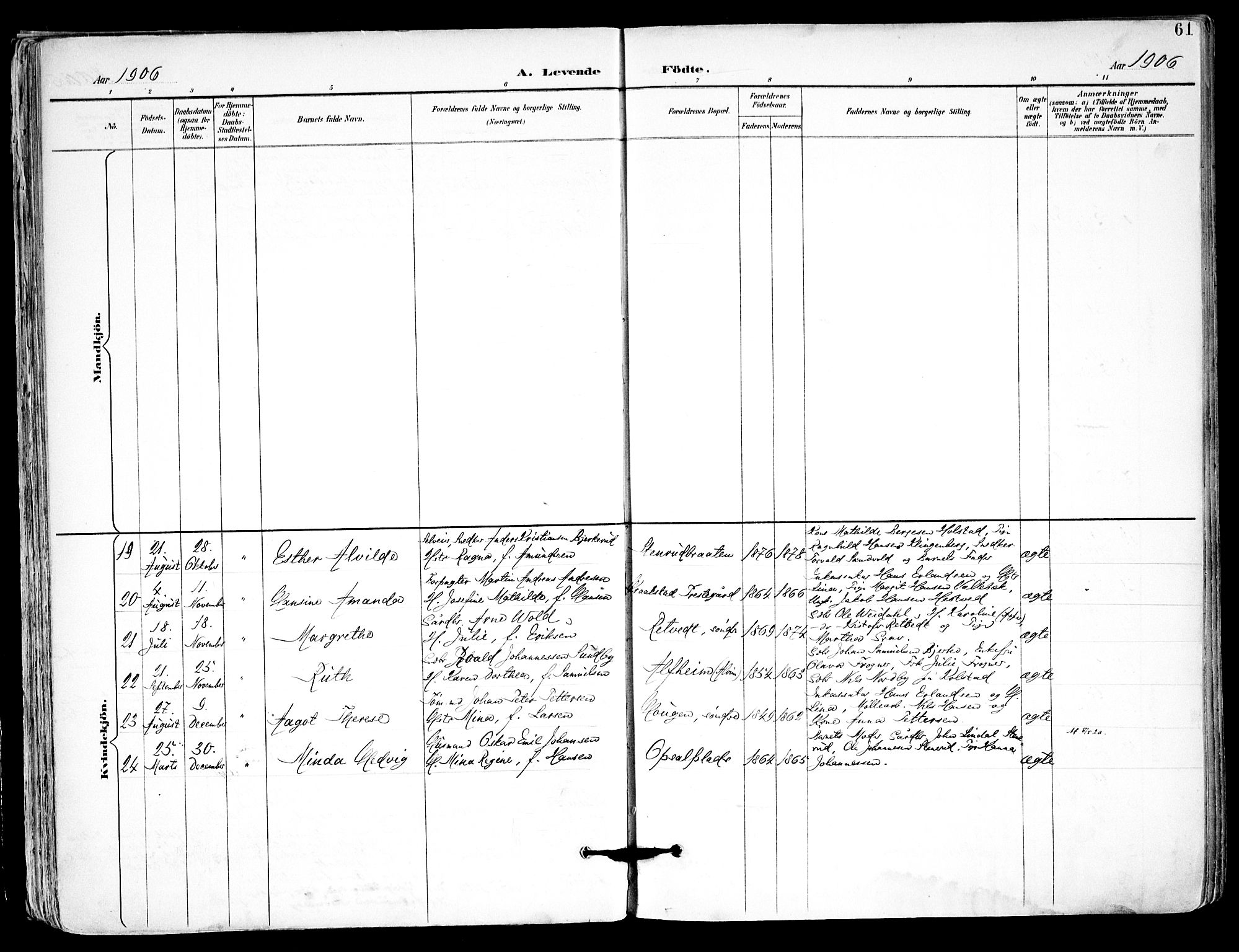 Kråkstad prestekontor Kirkebøker, AV/SAO-A-10125a/F/Fa/L0010: Parish register (official) no. I 10, 1893-1931, p. 61