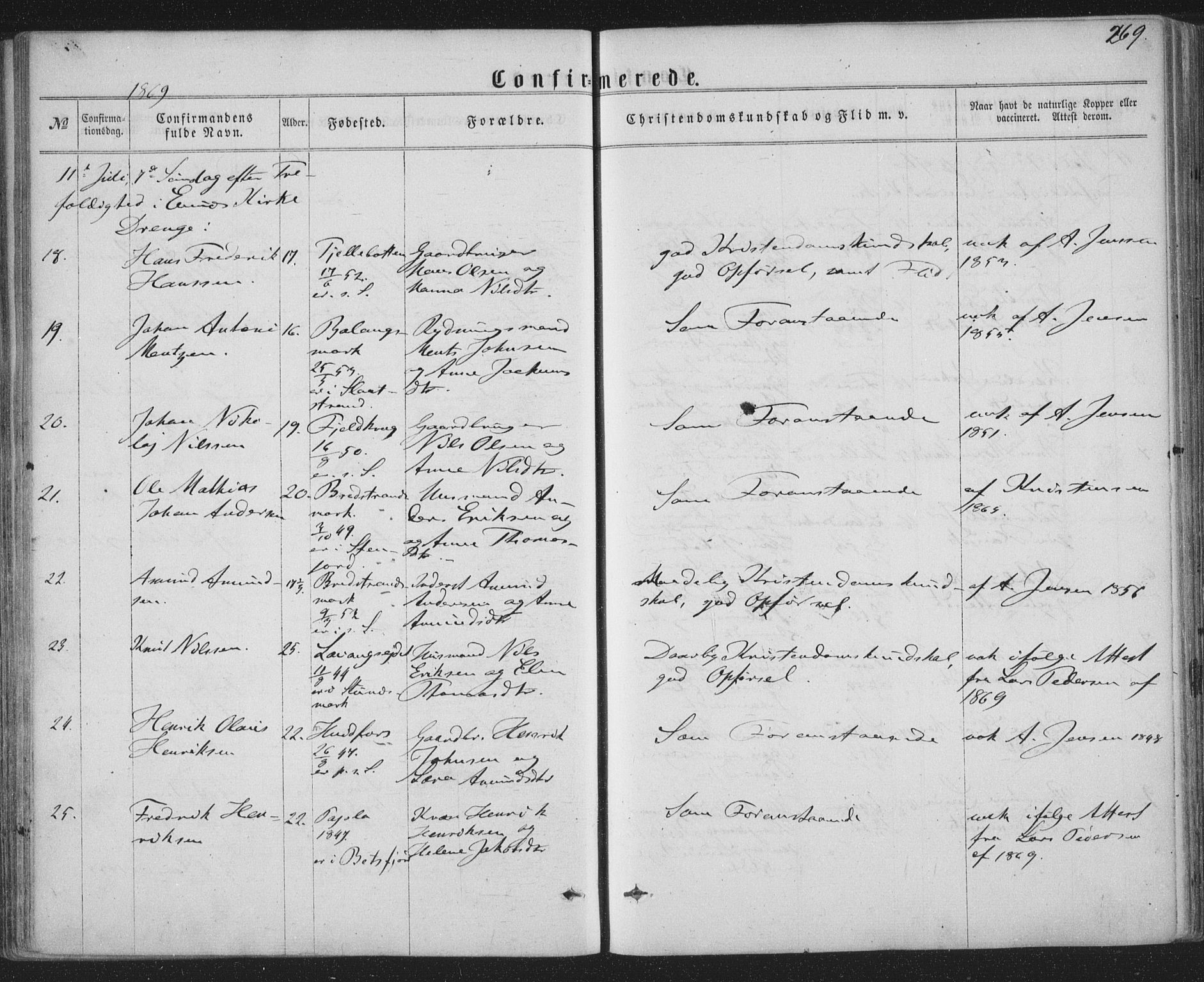 Ministerialprotokoller, klokkerbøker og fødselsregistre - Nordland, SAT/A-1459/863/L0896: Parish register (official) no. 863A08, 1861-1871, p. 269