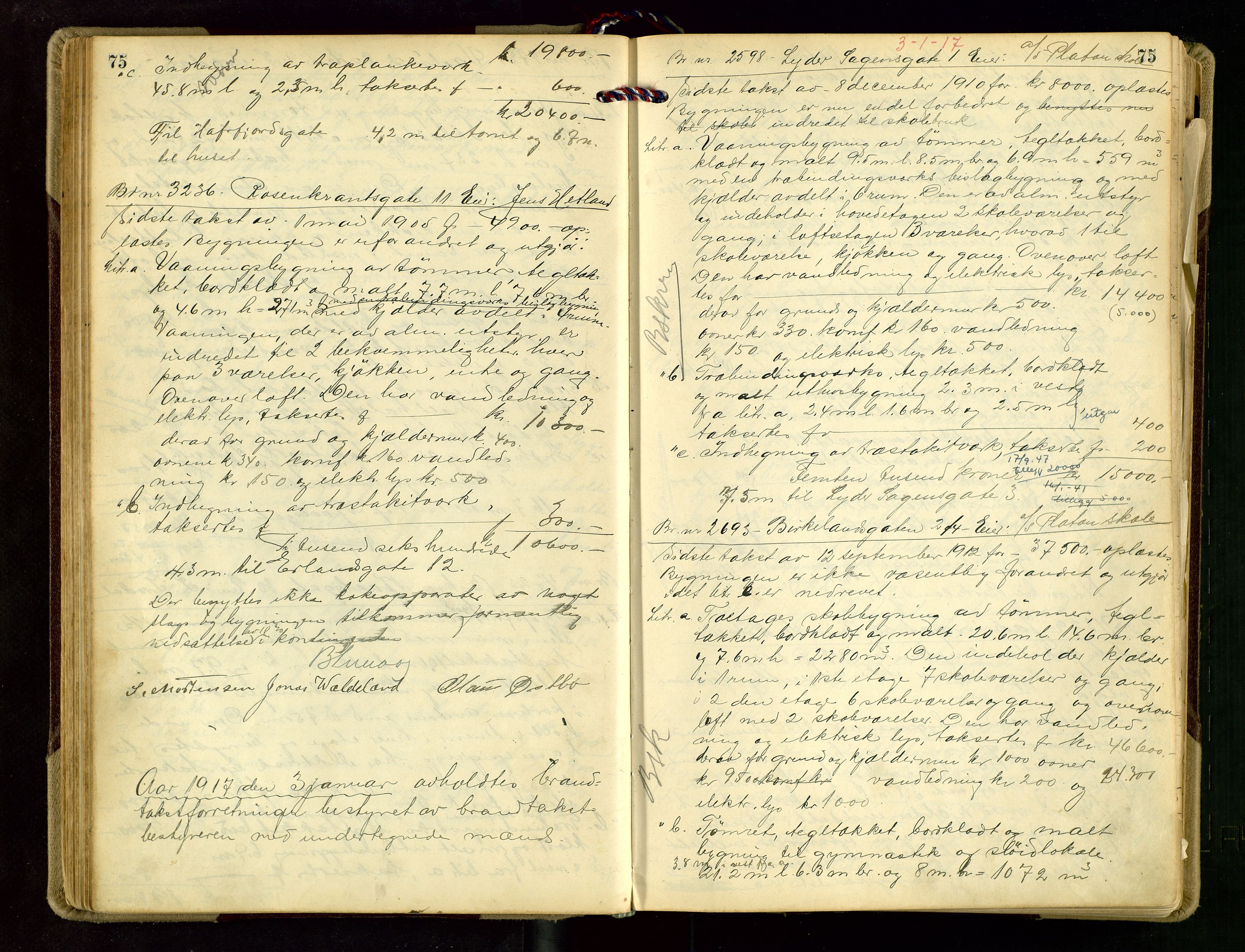 Norges Brannkasse Stavanger, AV/SAST-A-102143/F/Fd/L0015: Branntaksprotokoll nr. 26, 1916-1918, p. 75