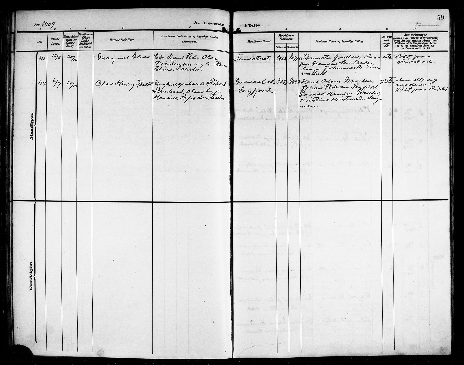 Ministerialprotokoller, klokkerbøker og fødselsregistre - Nordland, AV/SAT-A-1459/854/L0786: Parish register (copy) no. 854C02, 1901-1912, p. 59