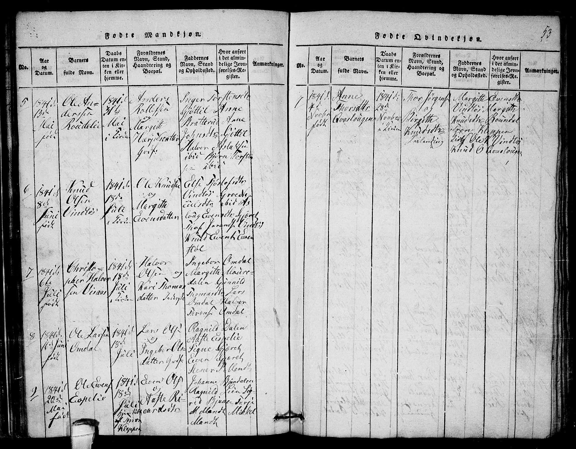 Lårdal kirkebøker, SAKO/A-284/G/Gb/L0001: Parish register (copy) no. II 1, 1815-1865, p. 53