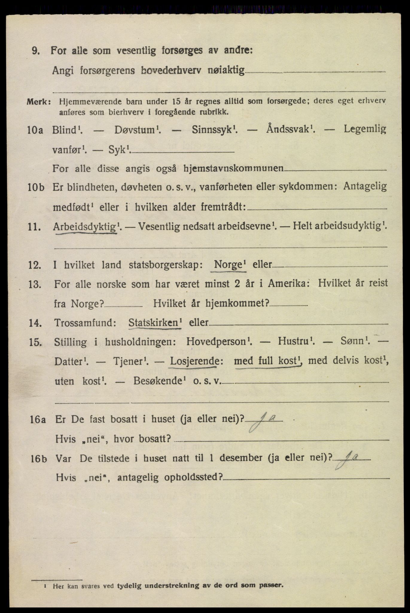 SAK, 1920 census for Oddernes, 1920, p. 2812