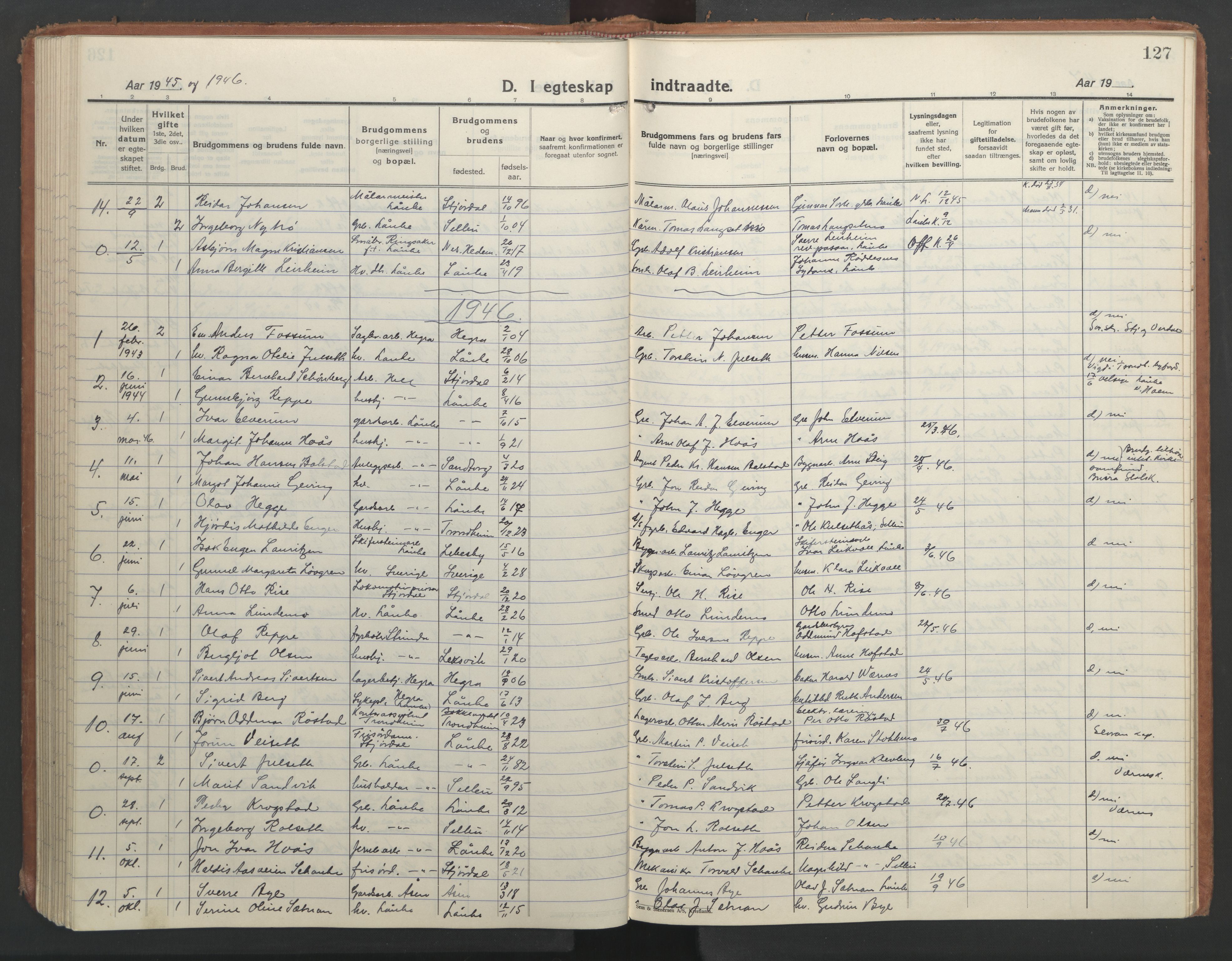 Ministerialprotokoller, klokkerbøker og fødselsregistre - Nord-Trøndelag, SAT/A-1458/710/L0097: Parish register (copy) no. 710C02, 1925-1955, p. 127