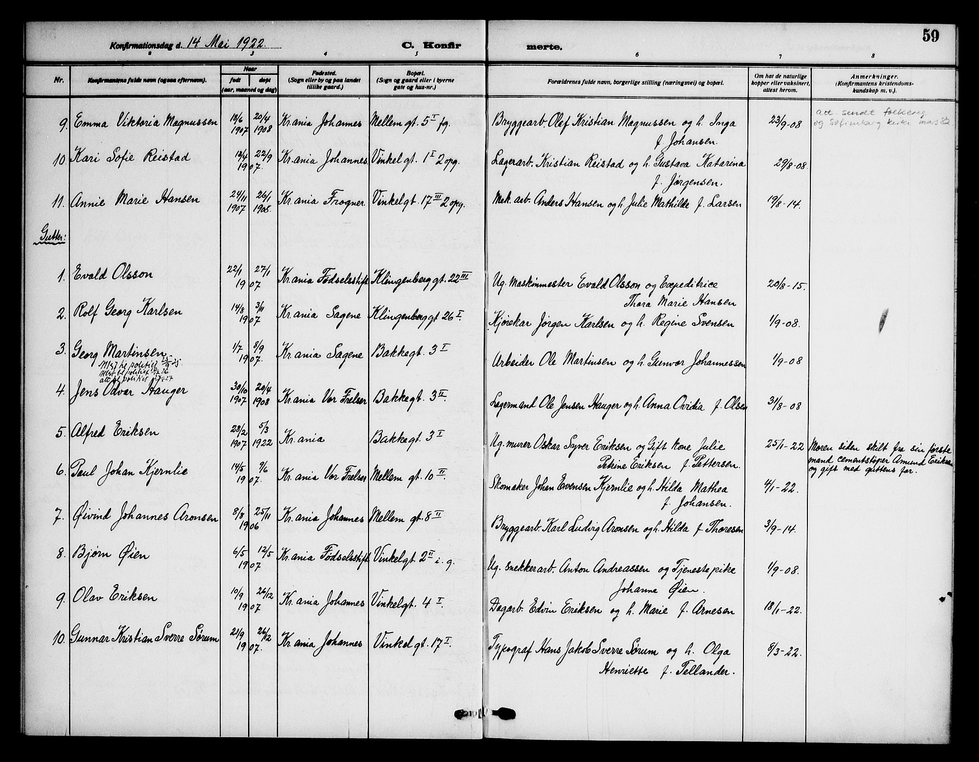 Piperviken prestekontor Kirkebøker, AV/SAO-A-10874/F/L0001: Parish register (official) no. 1, 1911-1958, p. 59