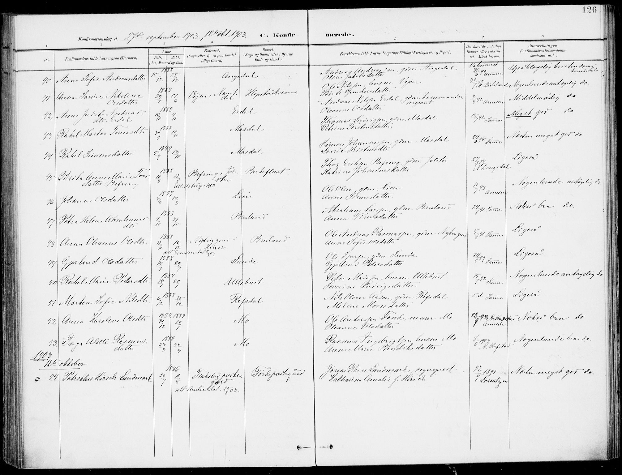 Førde sokneprestembete, SAB/A-79901/H/Haa/Haab/L0002: Parish register (official) no. B  2, 1899-1920, p. 126