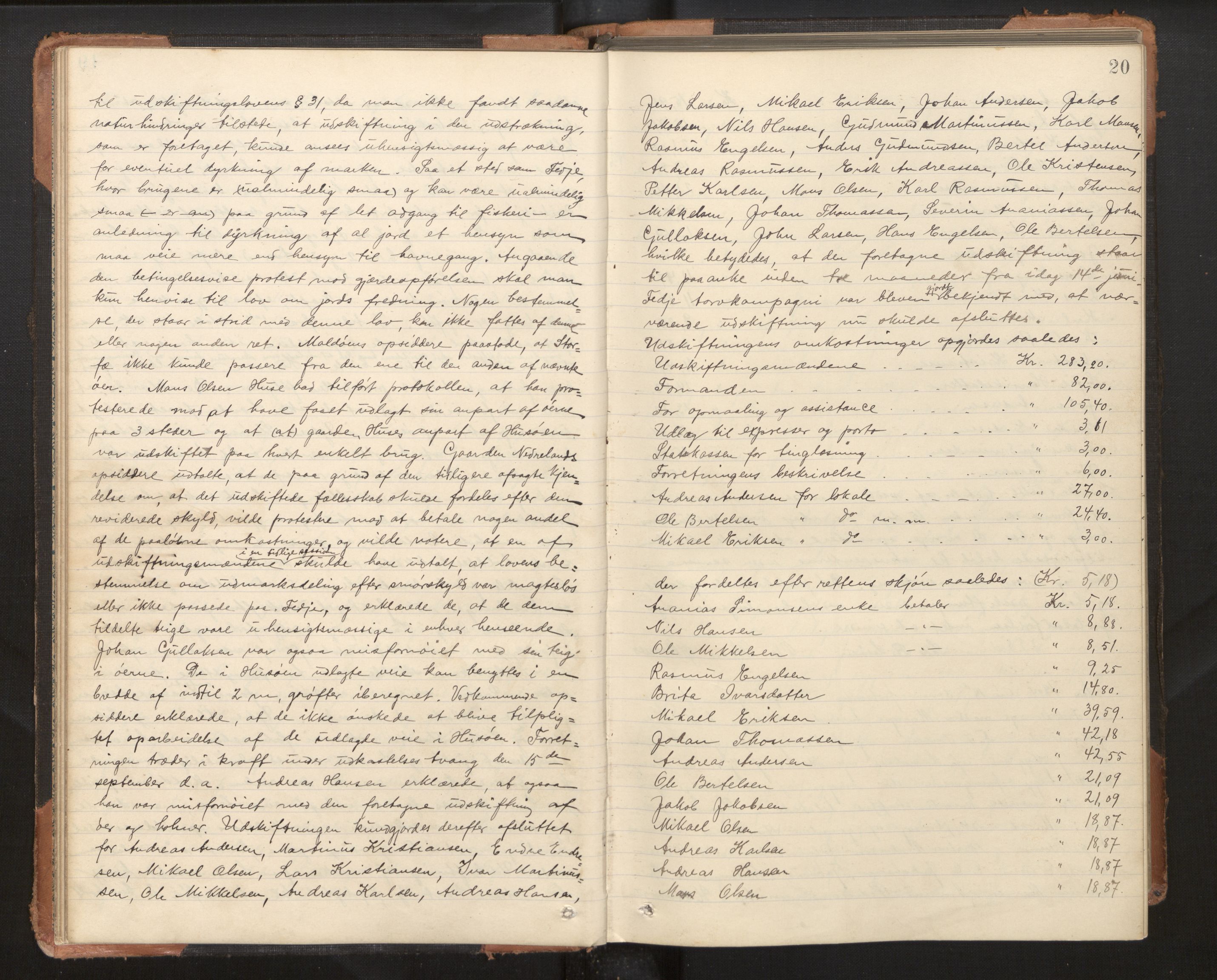 Hordaland jordskiftedøme - II Ytre Nordhordland jordskiftedistrikt, AV/SAB-A-6901/A/Aa/L0011: Forhandlingsprotokoll, 1903-1908, p. 19b-20a