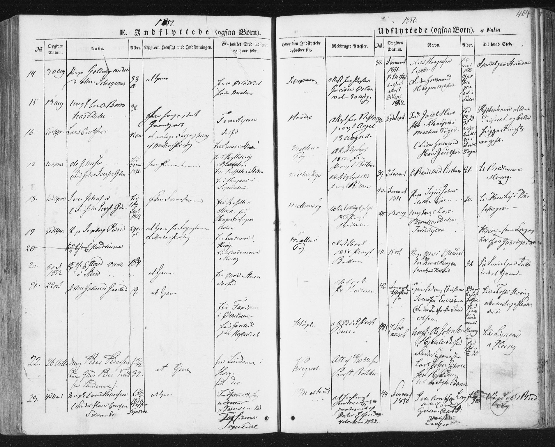 Ministerialprotokoller, klokkerbøker og fødselsregistre - Sør-Trøndelag, SAT/A-1456/691/L1076: Parish register (official) no. 691A08, 1852-1861, p. 404