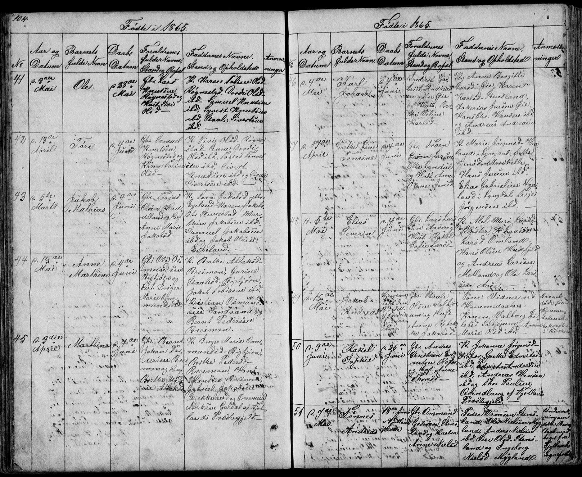 Kvinesdal sokneprestkontor, AV/SAK-1111-0026/F/Fb/Fbb/L0001: Parish register (copy) no. B 1, 1852-1872, p. 104