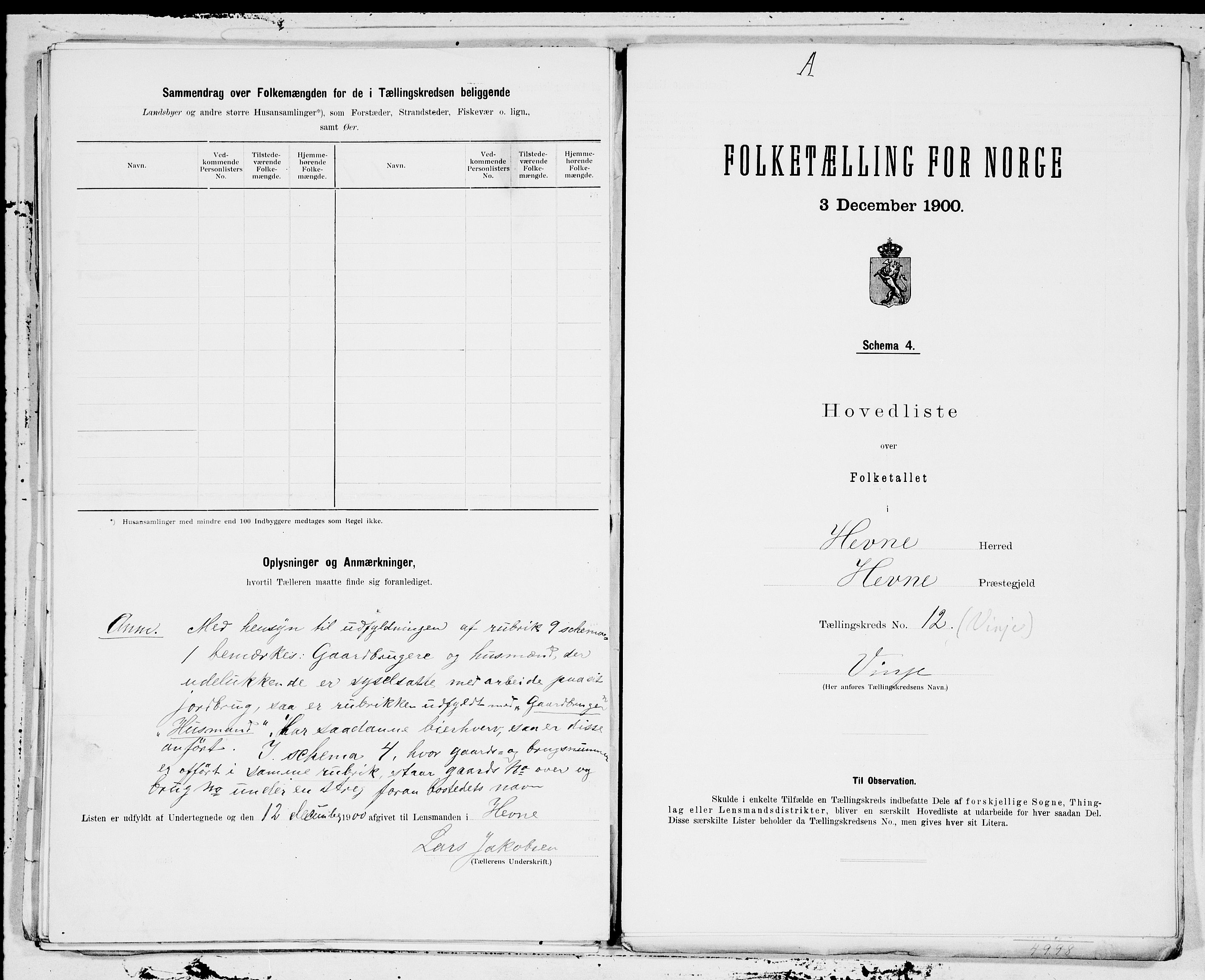 SAT, 1900 census for Hemne, 1900, p. 26