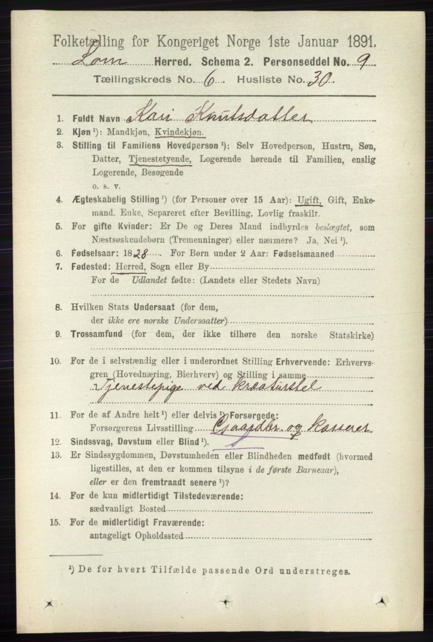 RA, 1891 census for 0514 Lom, 1891, p. 2566