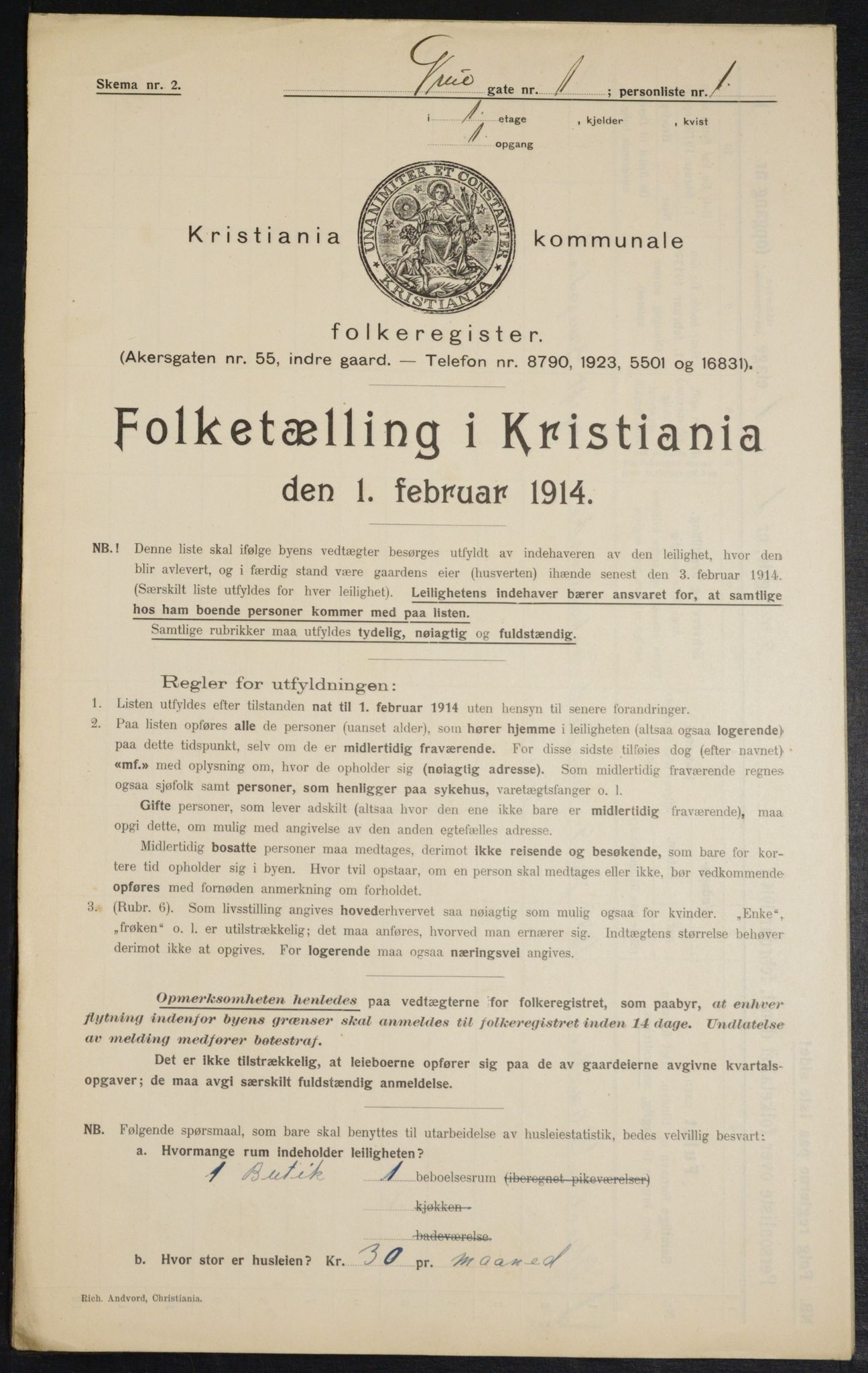 OBA, Municipal Census 1914 for Kristiania, 1914, p. 30328