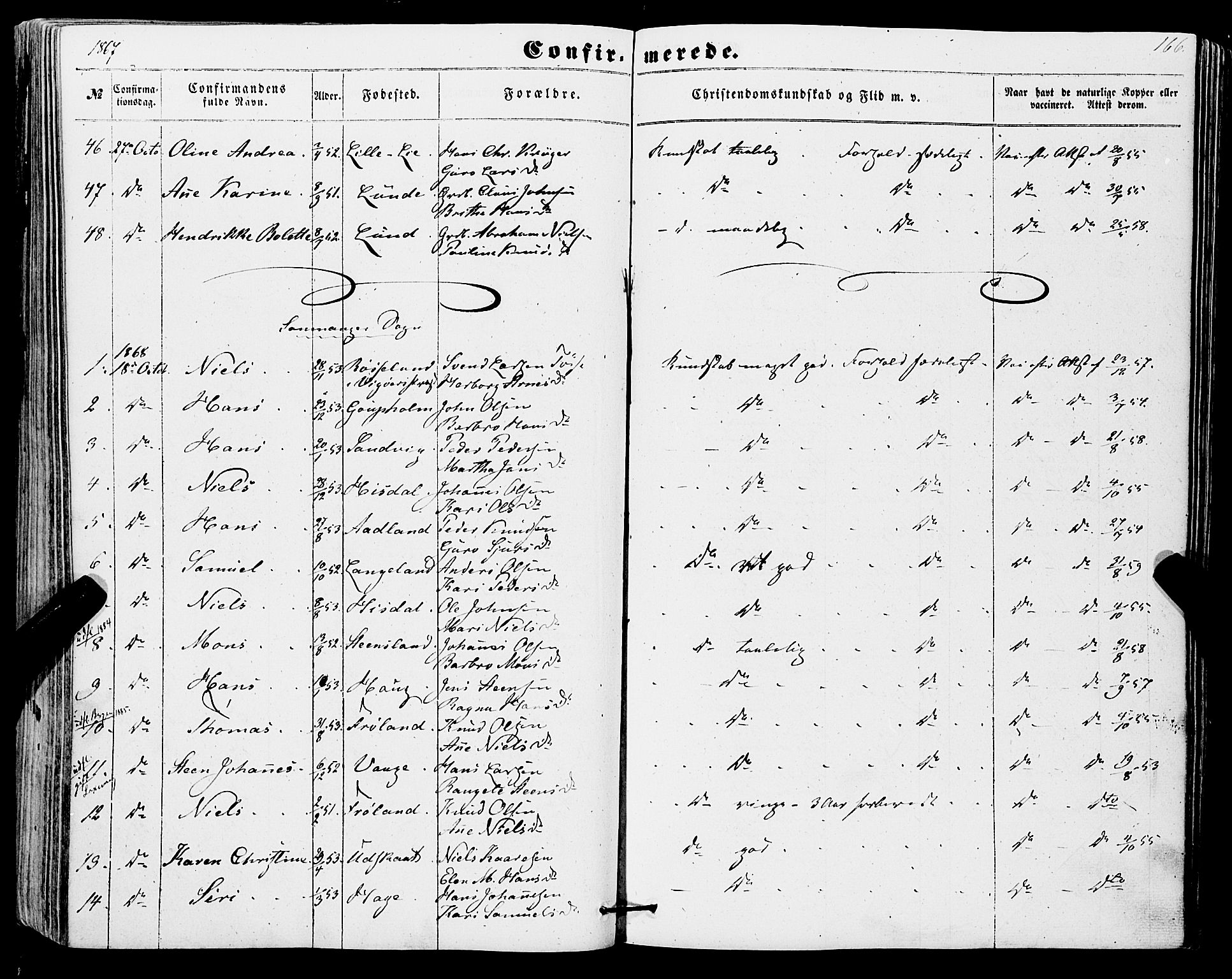 Os sokneprestembete, SAB/A-99929: Parish register (official) no. A 17, 1860-1873, p. 166