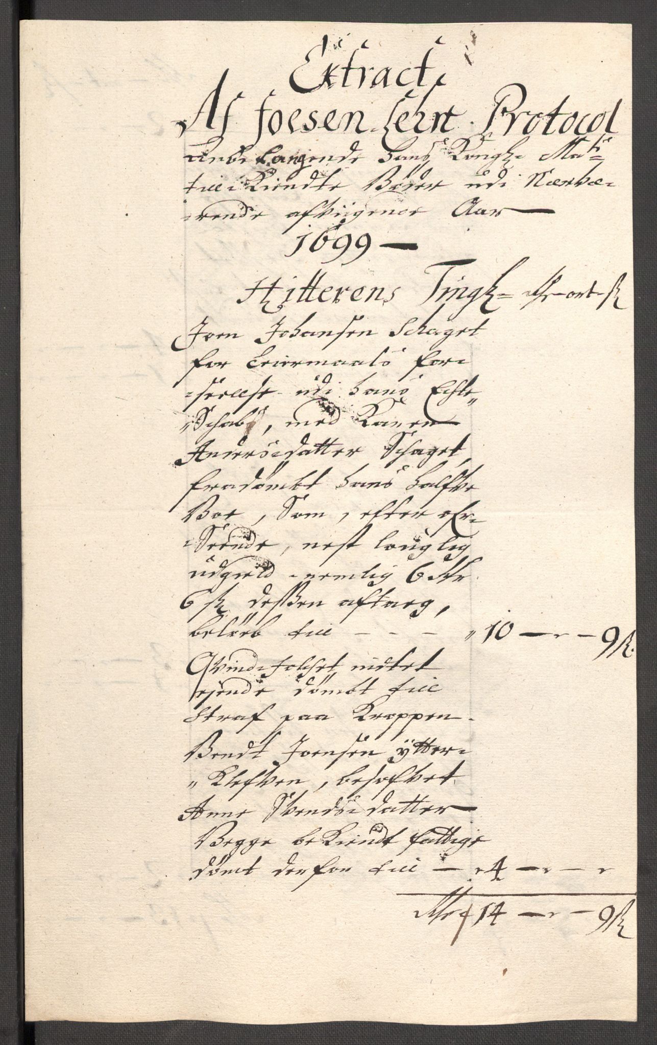 Rentekammeret inntil 1814, Reviderte regnskaper, Fogderegnskap, RA/EA-4092/R57/L3853: Fogderegnskap Fosen, 1698-1699, p. 228