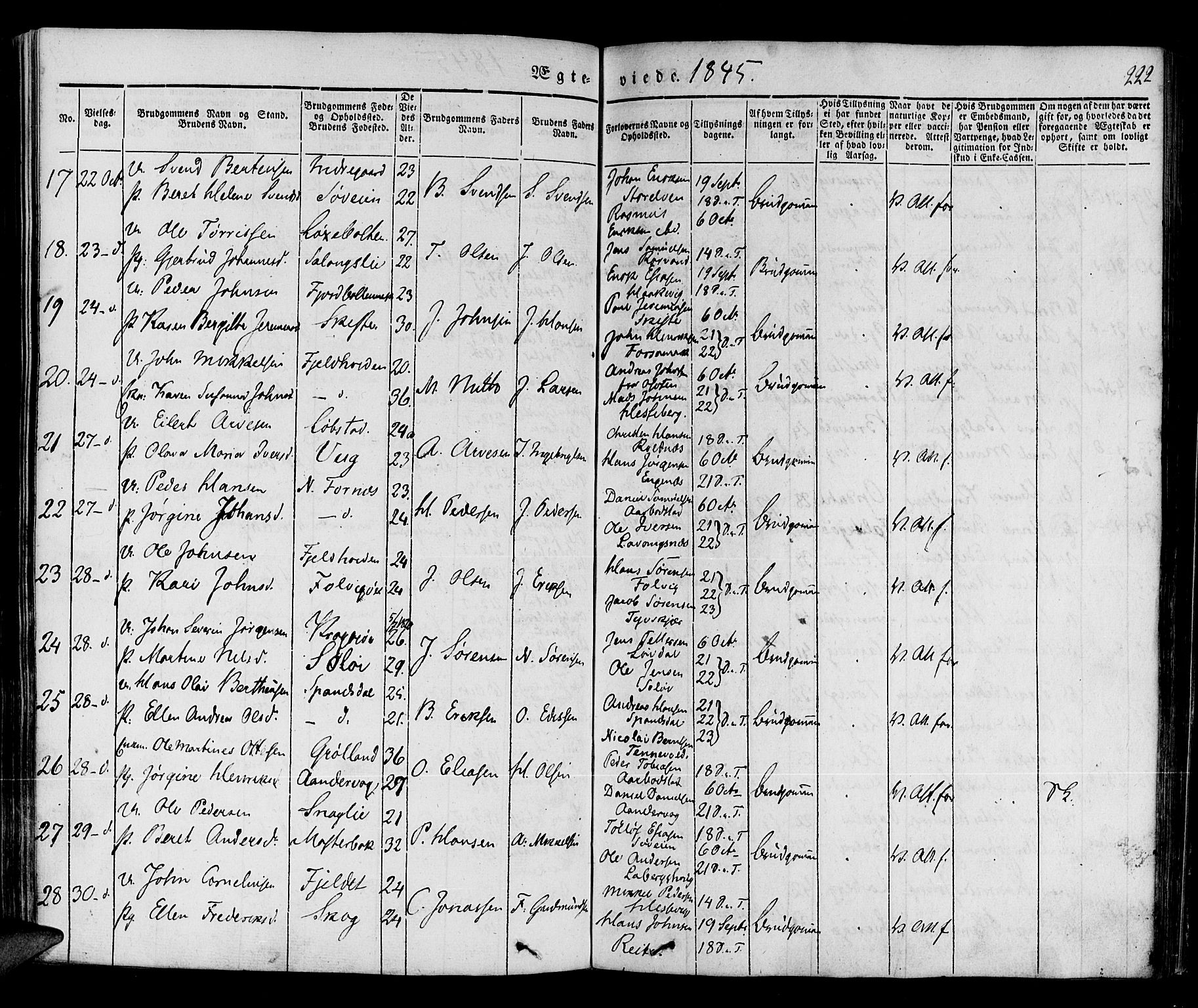 Ibestad sokneprestembete, SATØ/S-0077/H/Ha/Haa/L0006kirke: Parish register (official) no. 6, 1837-1850, p. 222