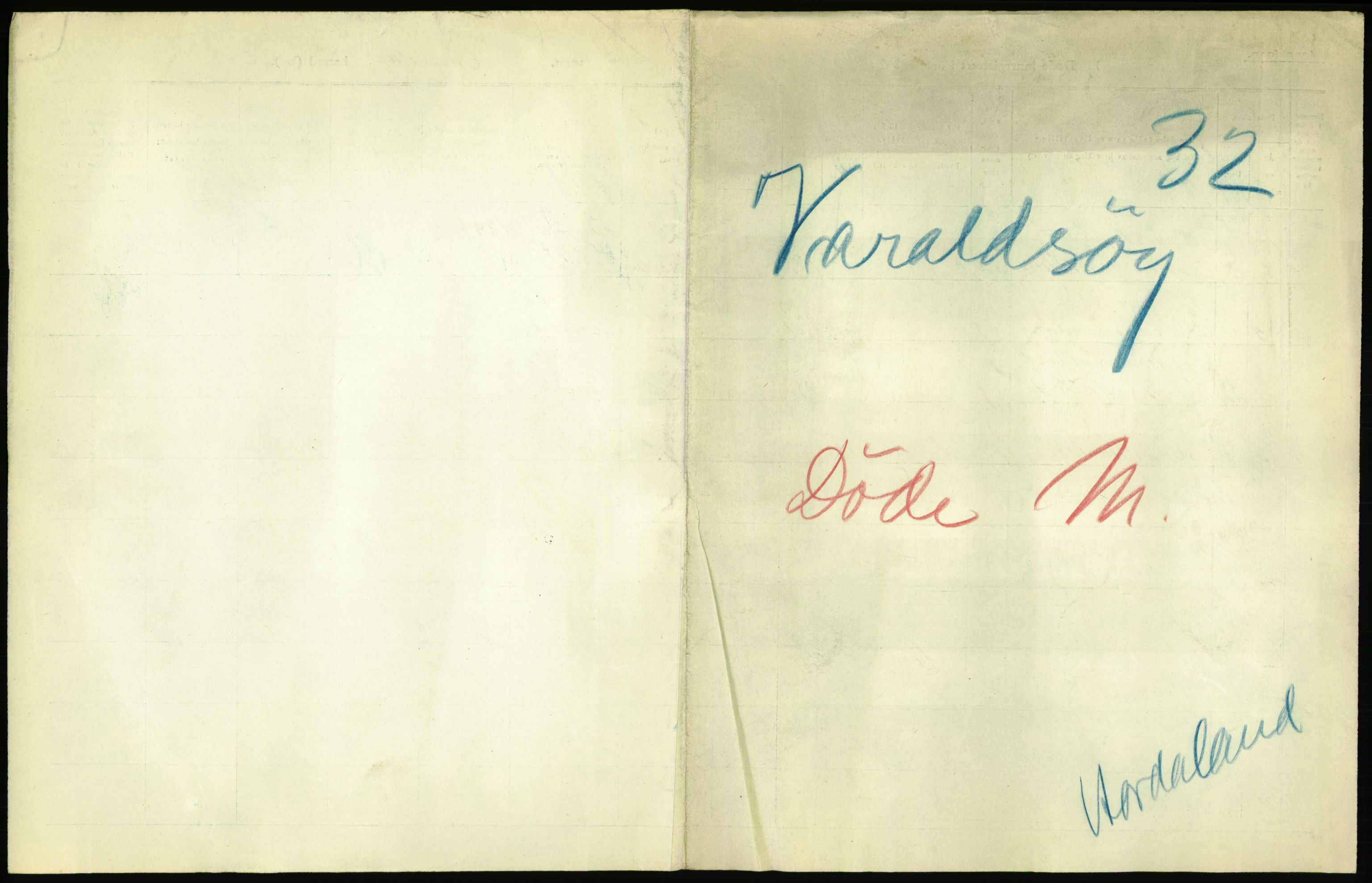 Statistisk sentralbyrå, Sosiodemografiske emner, Befolkning, AV/RA-S-2228/D/Df/Dfb/Dfbj/L0040: Hordaland fylke: Døde. Bygder., 1920, p. 1