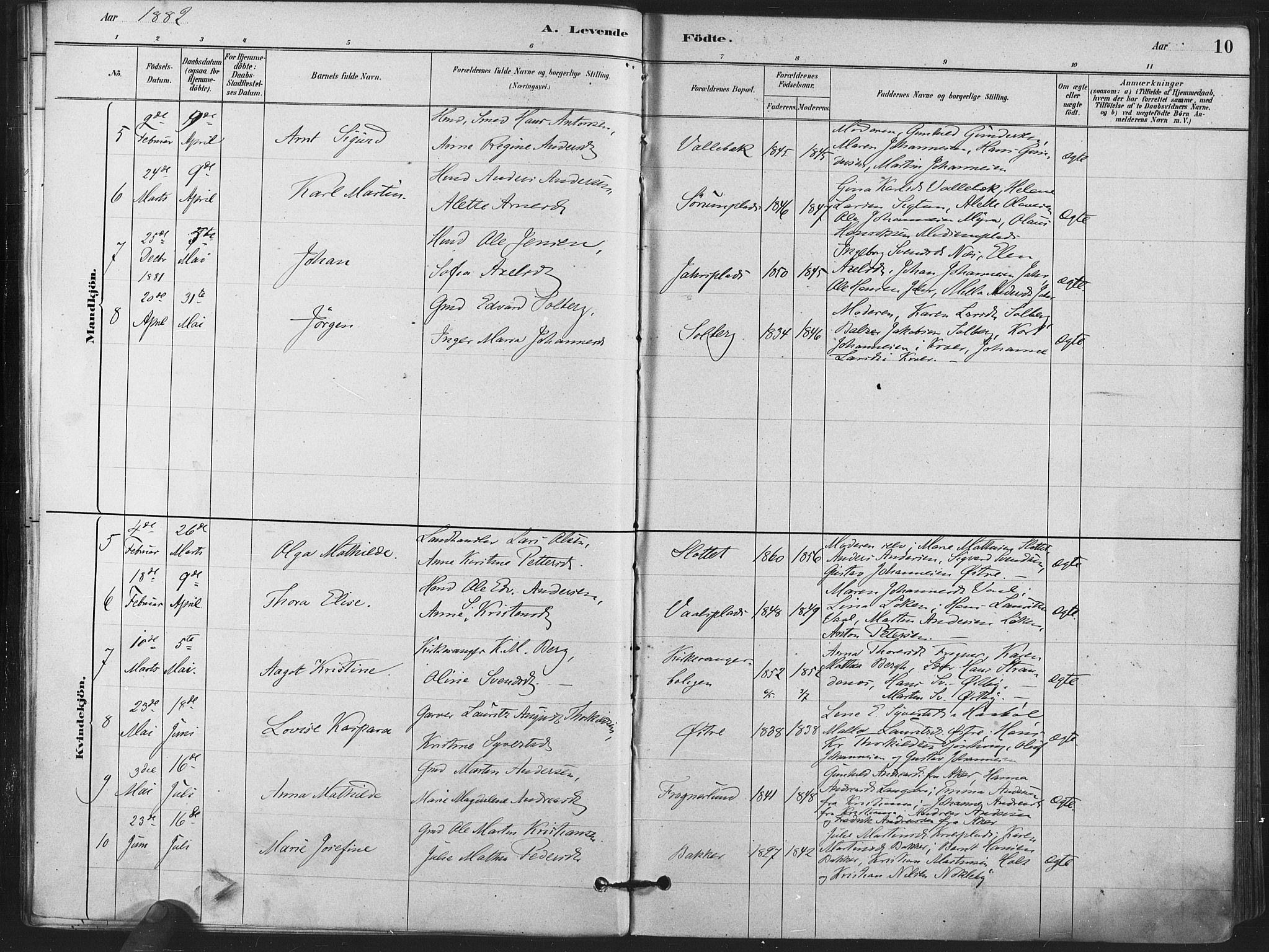 Kråkstad prestekontor Kirkebøker, AV/SAO-A-10125a/F/Fa/L0009: Parish register (official) no. I 9, 1880-1892, p. 10