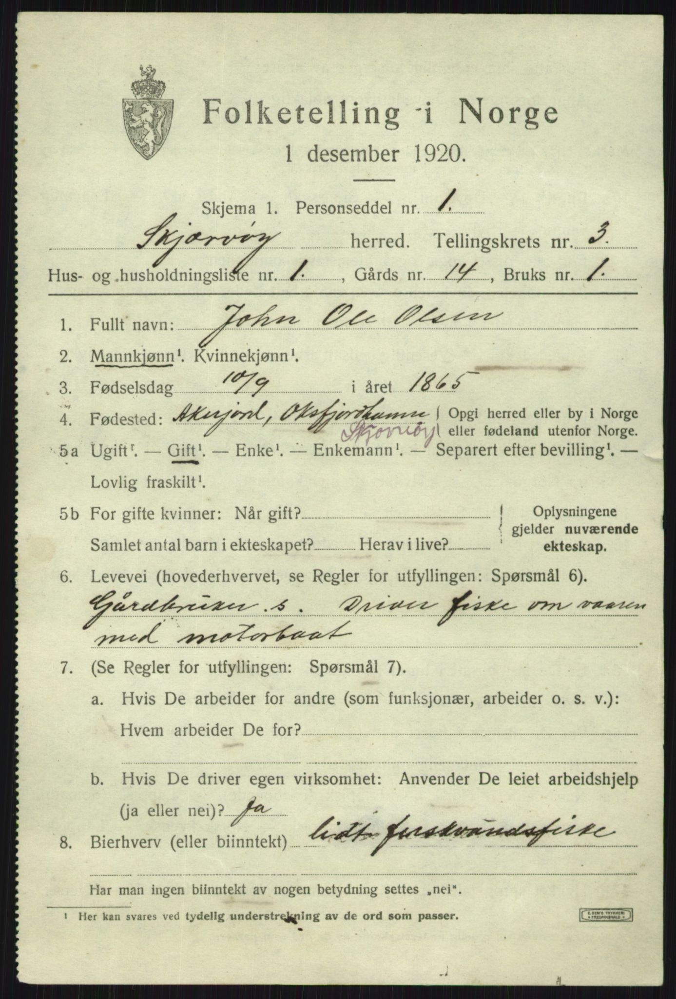 SATØ, 1920 census for Skjervøy, 1920, p. 2109