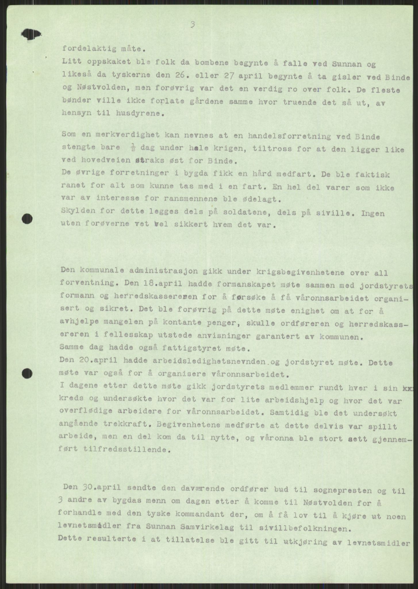 Forsvaret, Forsvarets krigshistoriske avdeling, AV/RA-RAFA-2017/Y/Ya/L0016: II-C-11-31 - Fylkesmenn.  Rapporter om krigsbegivenhetene 1940., 1940, p. 587