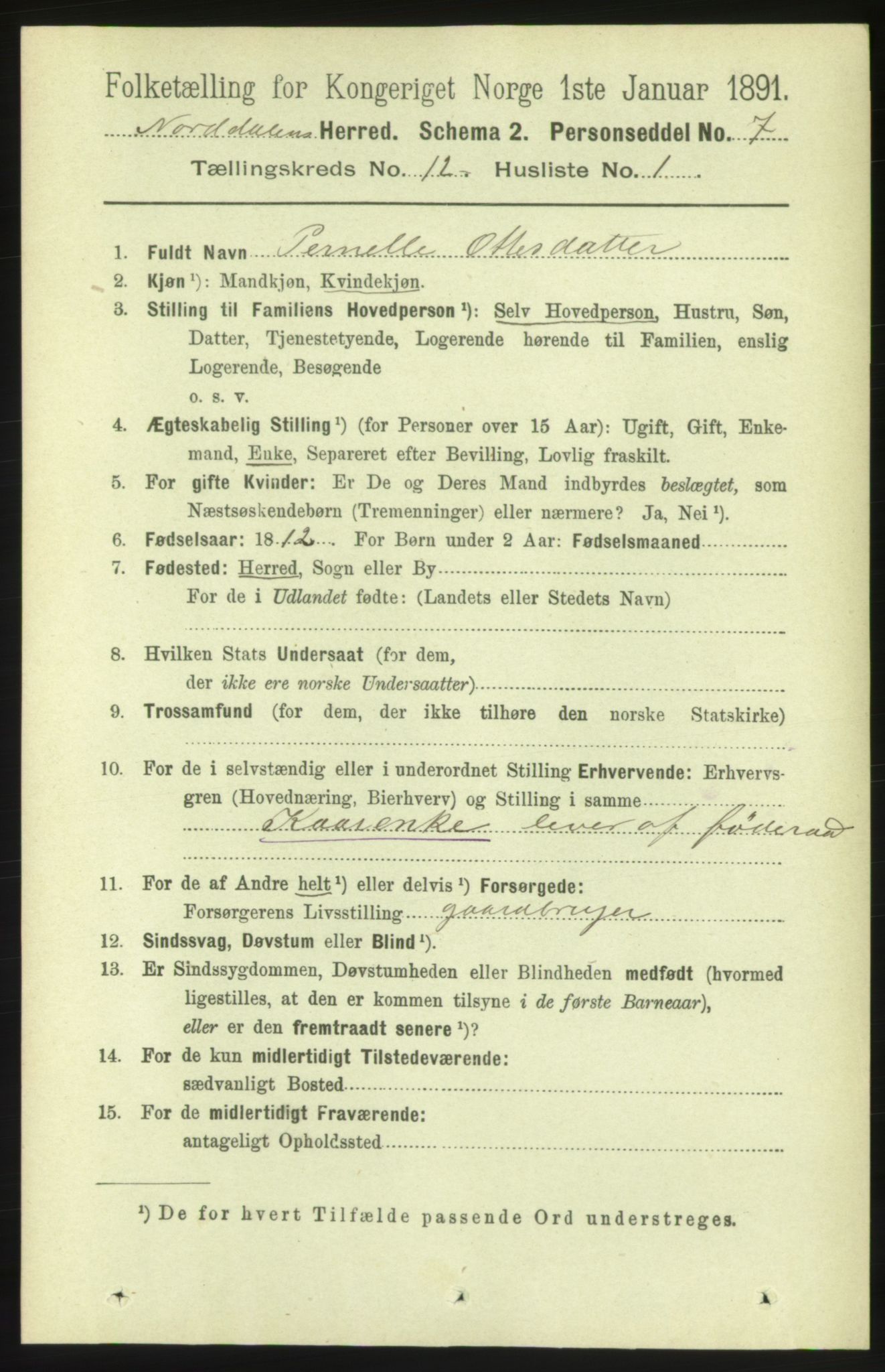 RA, 1891 census for 1524 Norddal, 1891, p. 2720