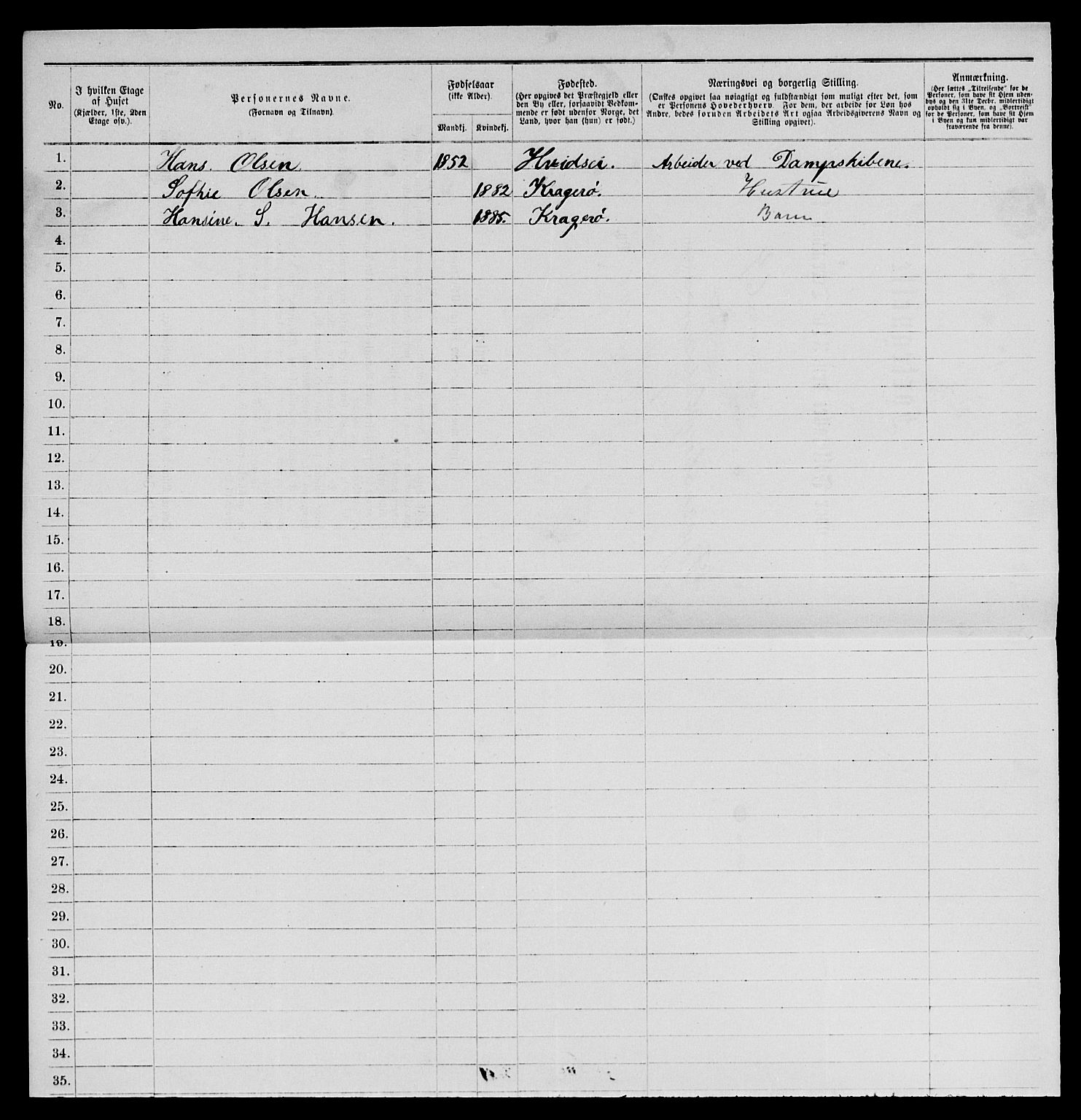 SAKO, 1885 census for 0801 Kragerø, 1885, p. 1017