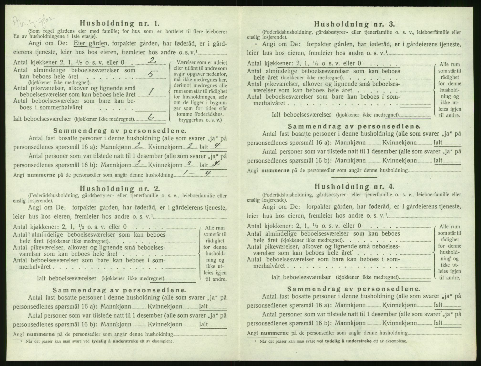 SAT, 1920 census for Grytten, 1920, p. 535