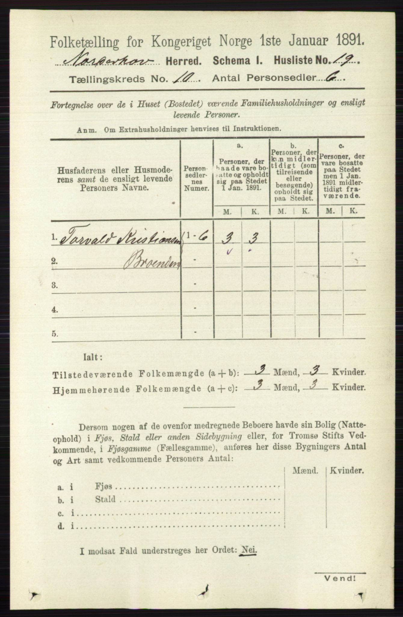 RA, 1891 census for 0613 Norderhov, 1891, p. 7442