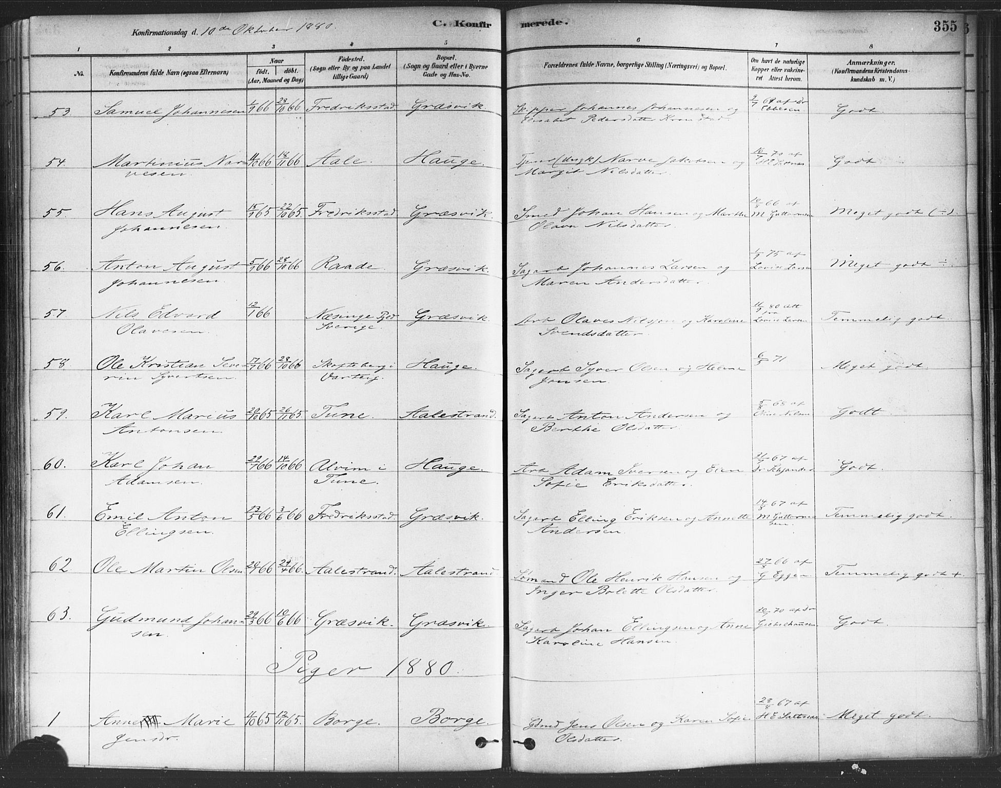 Onsøy prestekontor Kirkebøker, SAO/A-10914/F/Fa/L0005: Parish register (official) no. I 5, 1878-1898, p. 355