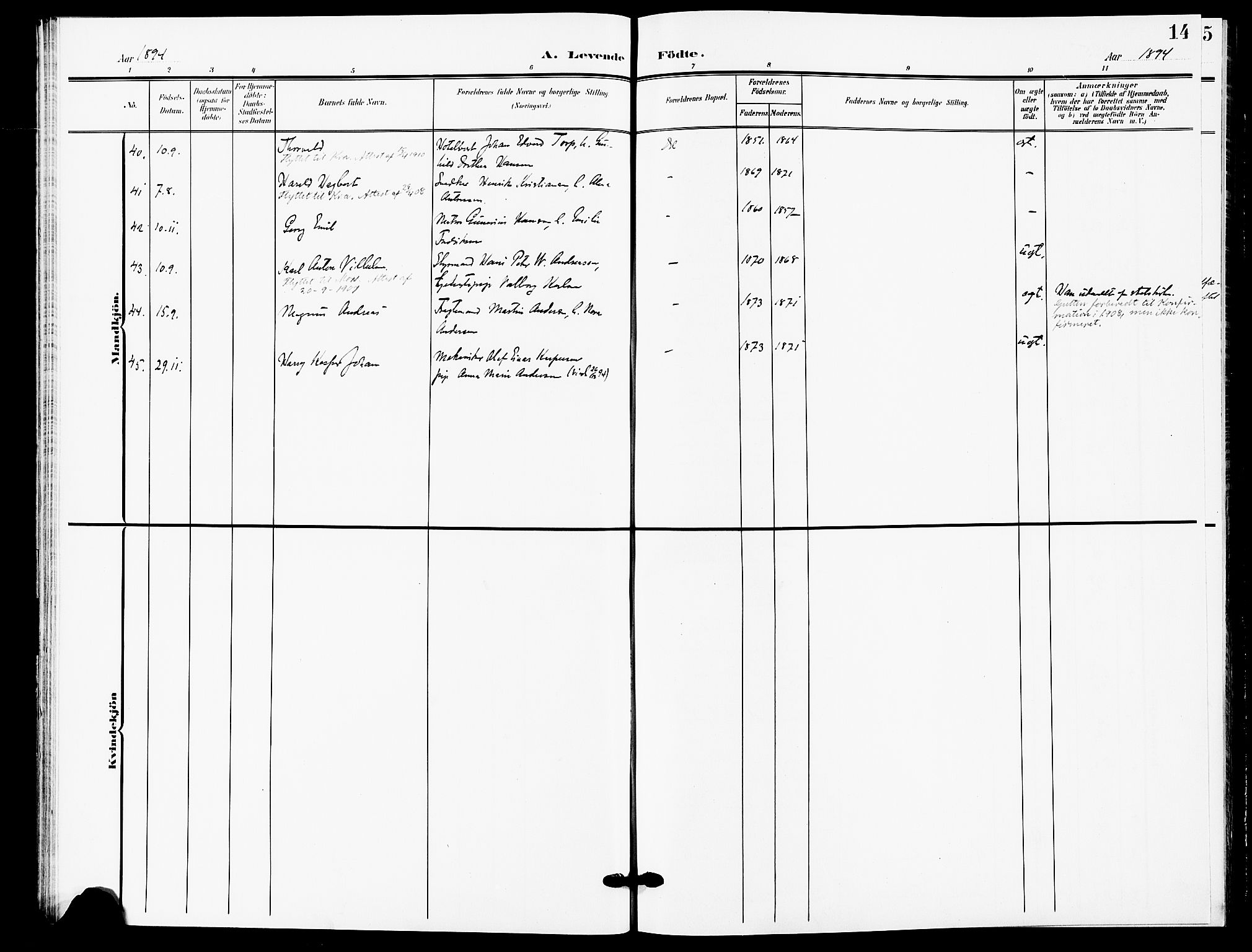 Drøbak prestekontor Kirkebøker, AV/SAO-A-10142a/F/Fb/L0002: Parish register (official) no. II 2, 1891-1896, p. 14