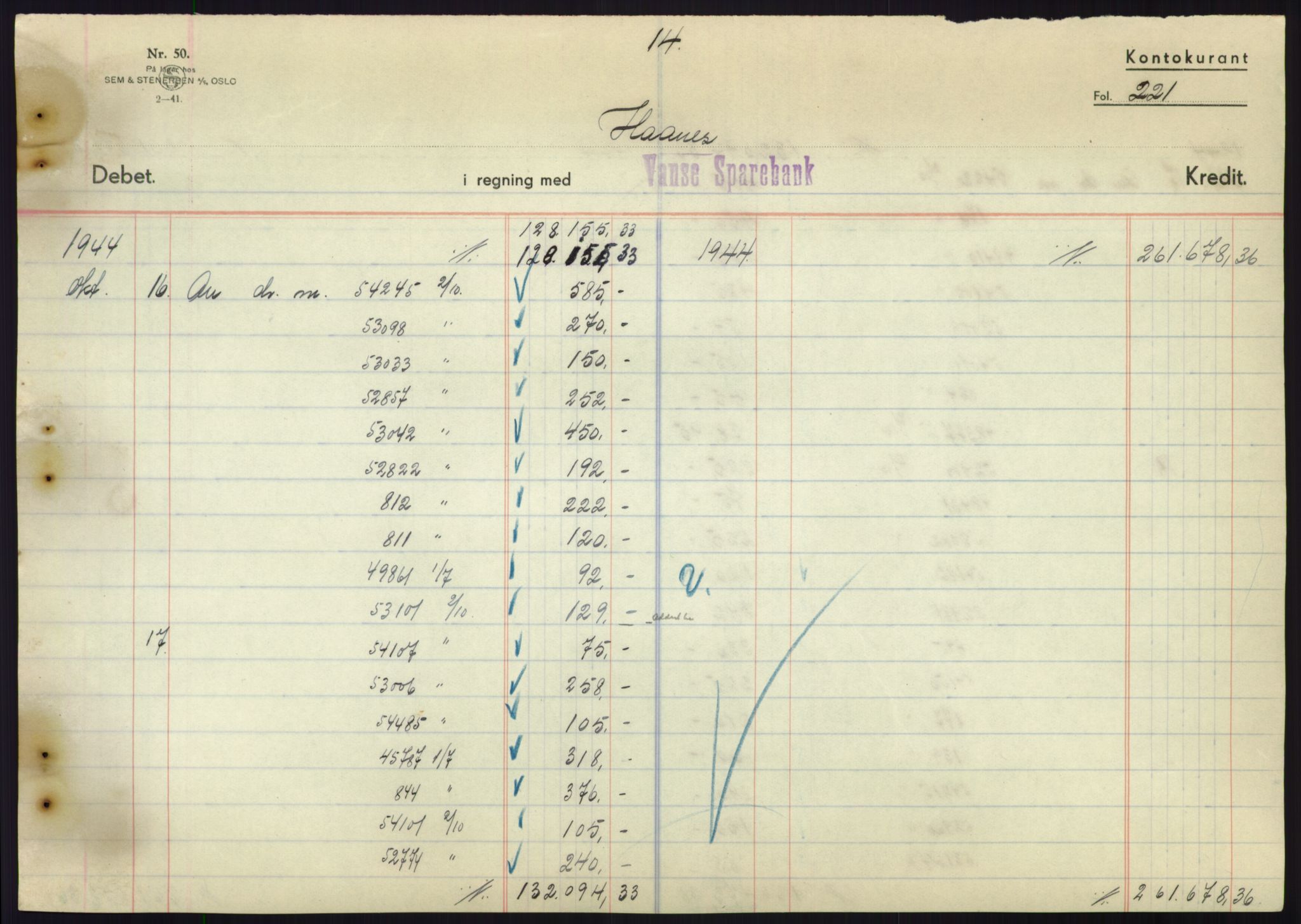 Forsvarsdepartementet, 10. kontor / Oppgjørskontoret, AV/RA-RAFA-1225/D/Db/L0180: Lista oppgjørskontor, 1942-1952, p. 2167