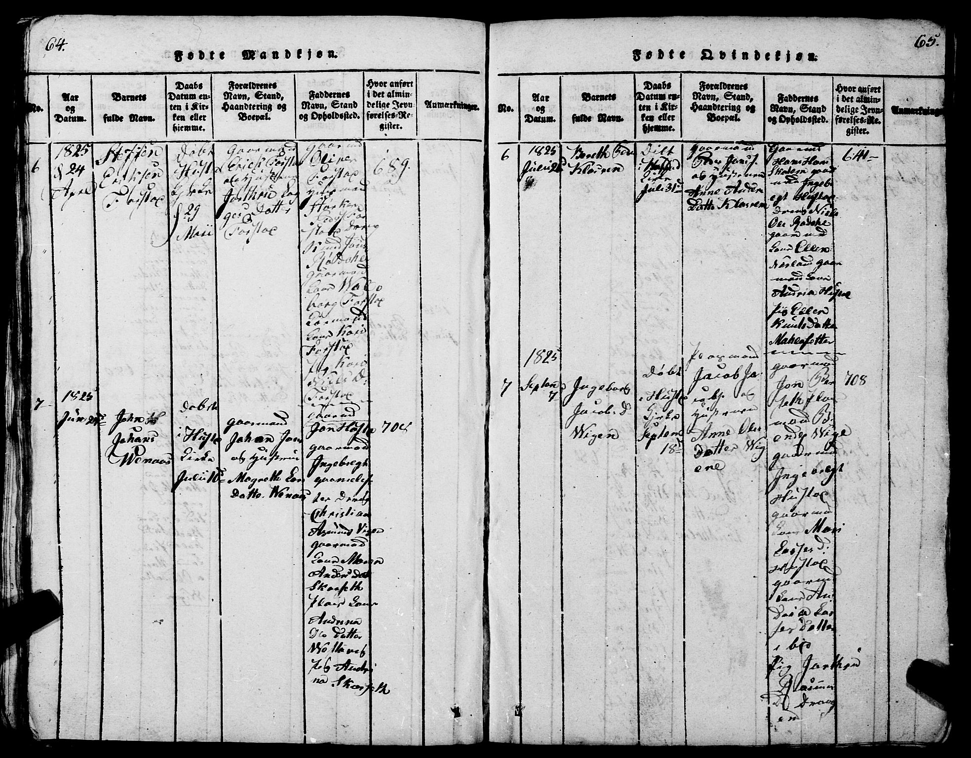 Ministerialprotokoller, klokkerbøker og fødselsregistre - Møre og Romsdal, SAT/A-1454/567/L0781: Parish register (copy) no. 567C01, 1818-1845, p. 64-65