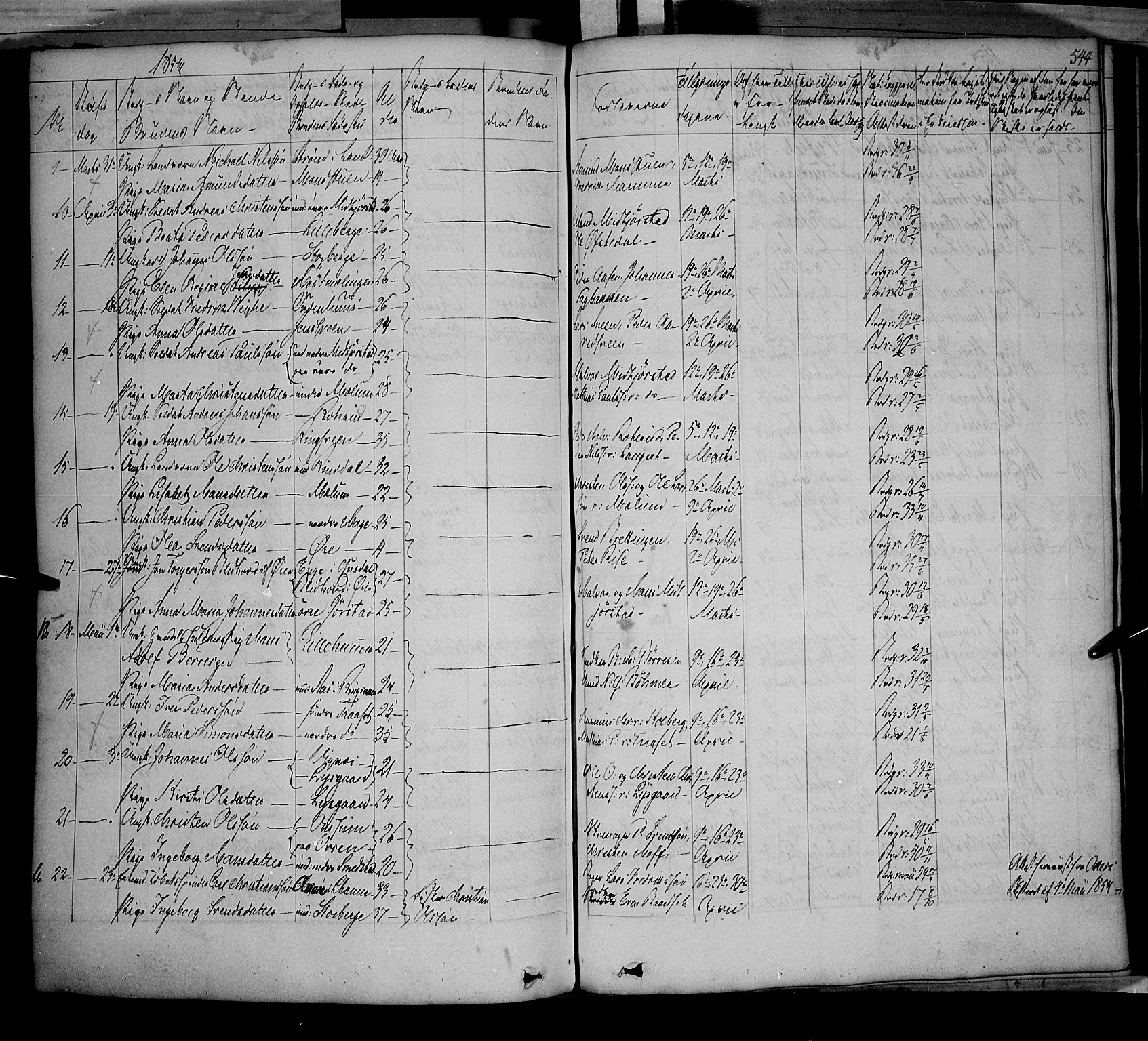 Fåberg prestekontor, SAH/PREST-086/H/Ha/Haa/L0005: Parish register (official) no. 5, 1836-1854, p. 543-544